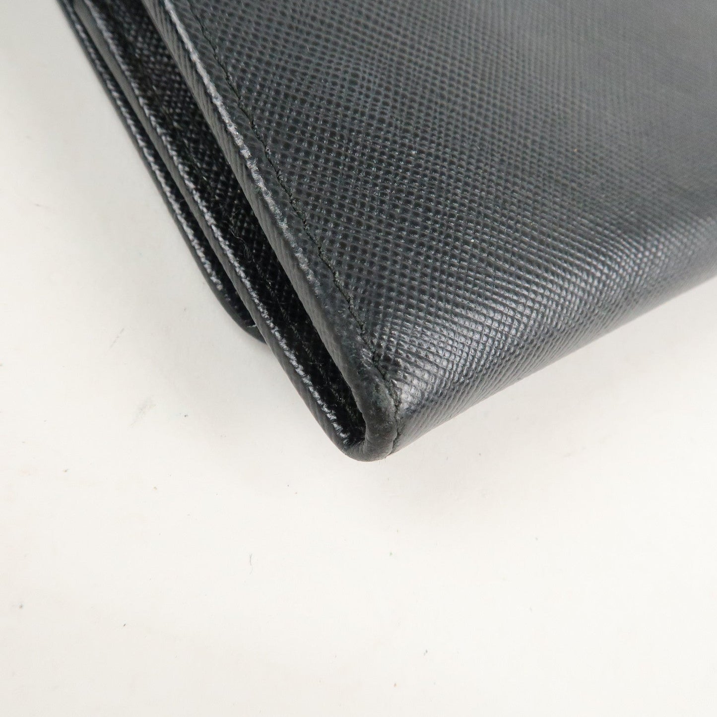 PRADA Saffiano Leather Chain Wallet Purse Black 1MT290  d