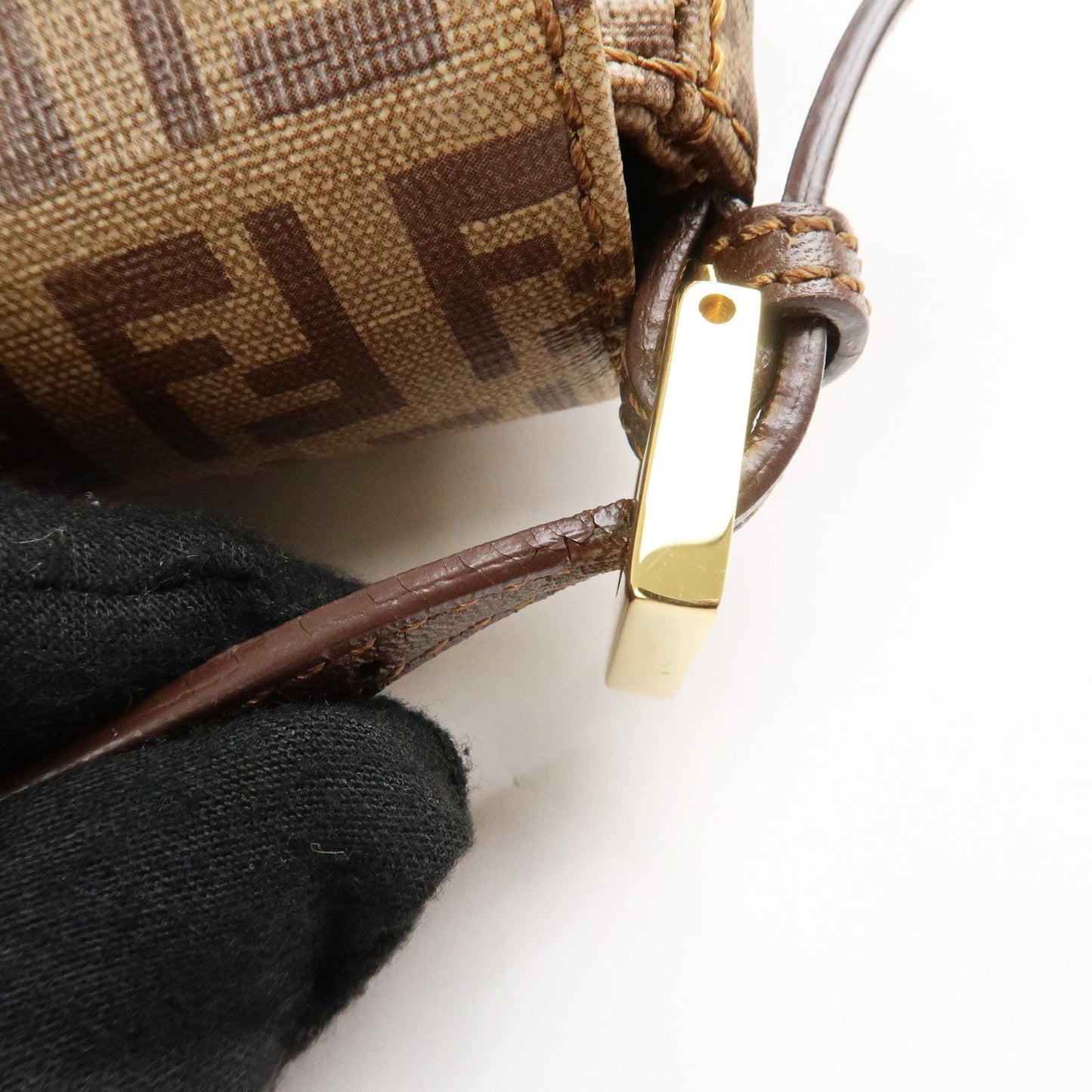 FENDI Zucchino Mini Mamma Baguette PVC Leather Hand Bag 8BR180  d