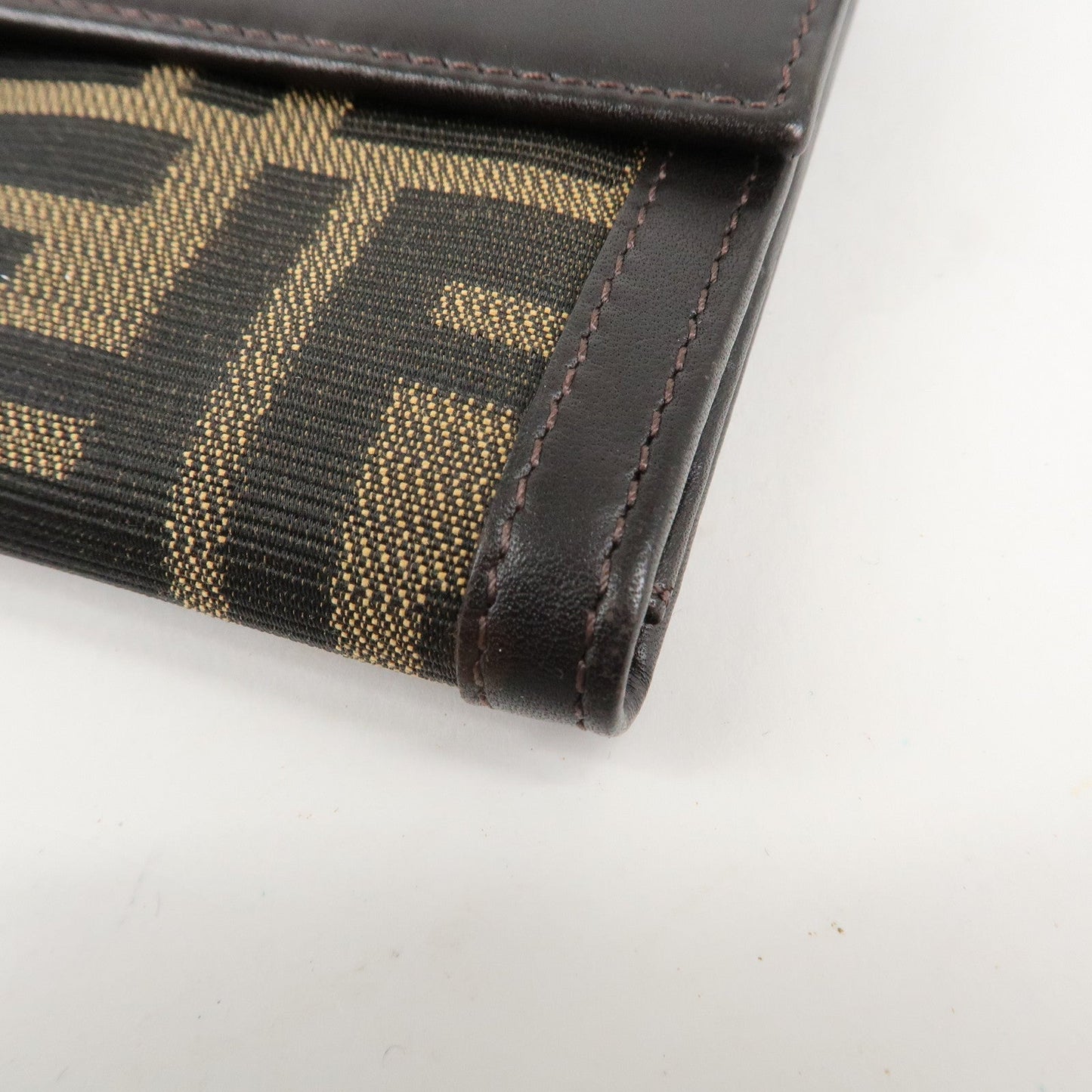 FENDI Zucca Canvas Leather Long Bi-fold Wallet Brown 8M0032  d