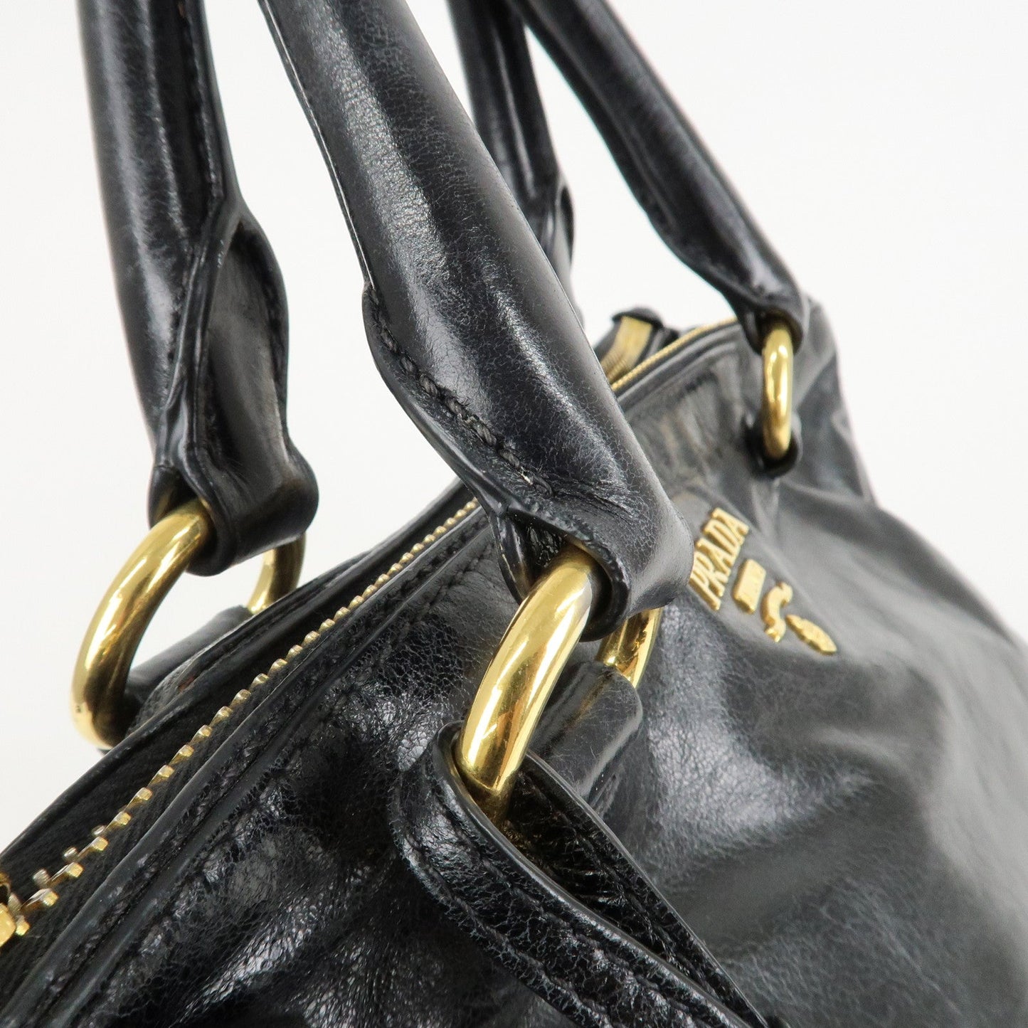 PRADA Leather 2Way Hand Bag Shoulder Bag Black BN2324  d
