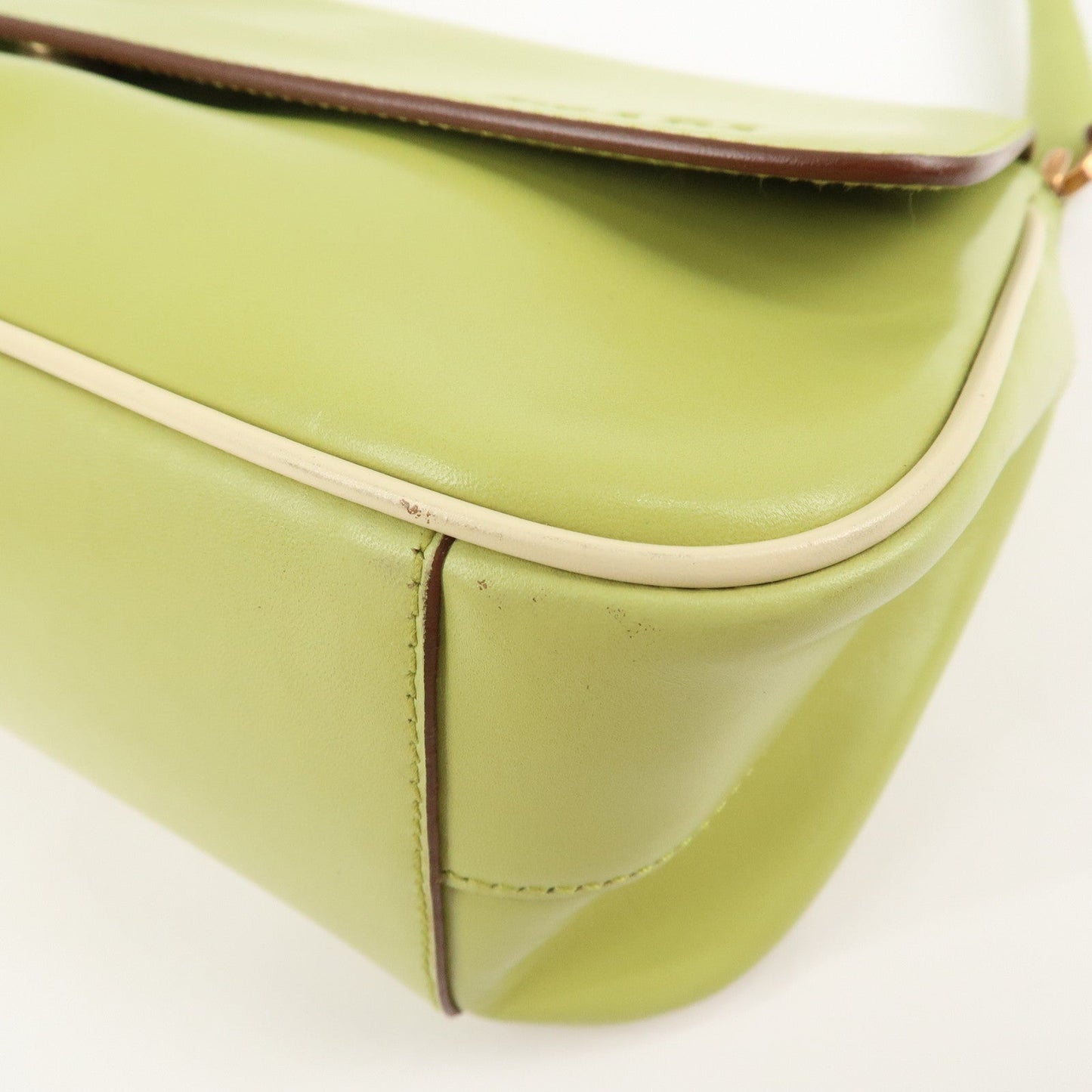 PRADA Leather Shoulder Bag Hand Bag Light Green B10689  d