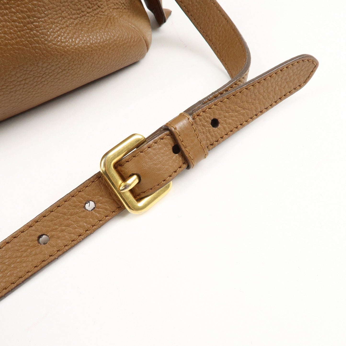 PRADA Leather 2Way Bag Hand Bag Shoulder Bag Brown 1BB091  d