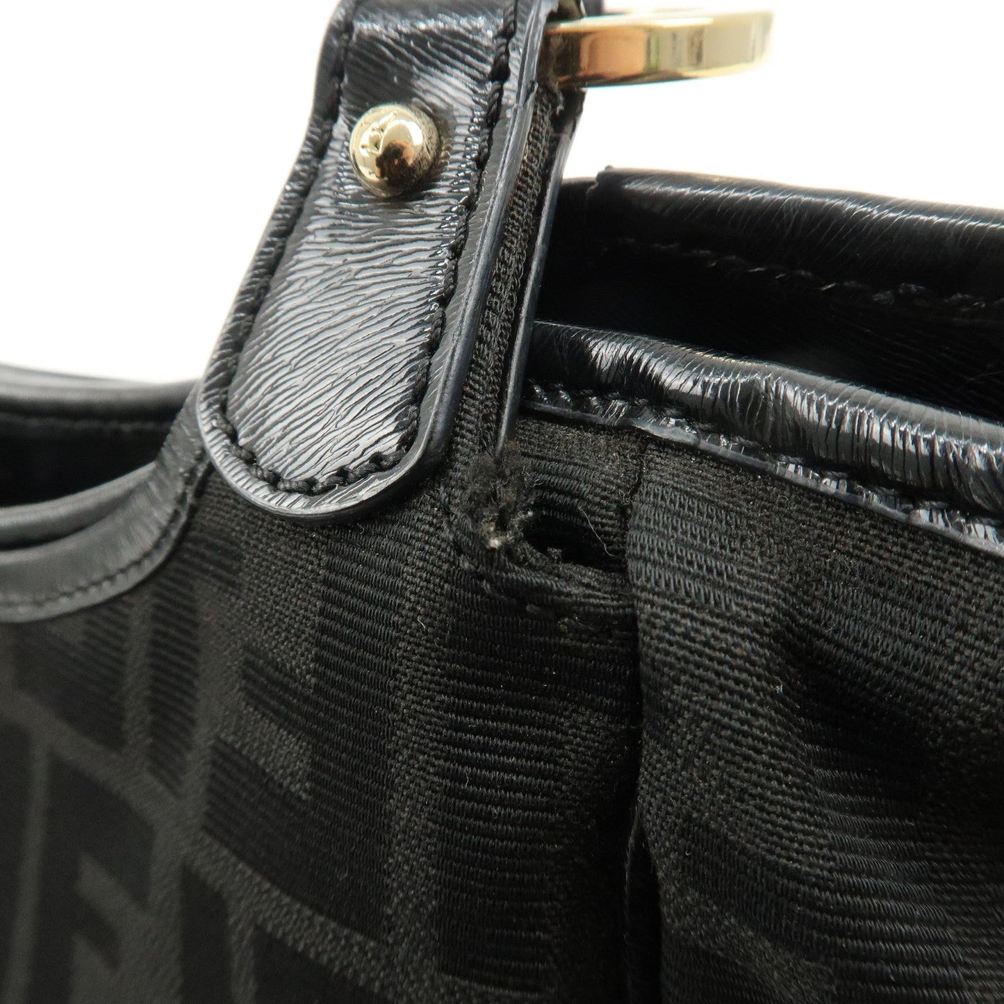FENDI Zucca Canvas Leather Tote Bag Hand Bag Black 8BH156  d