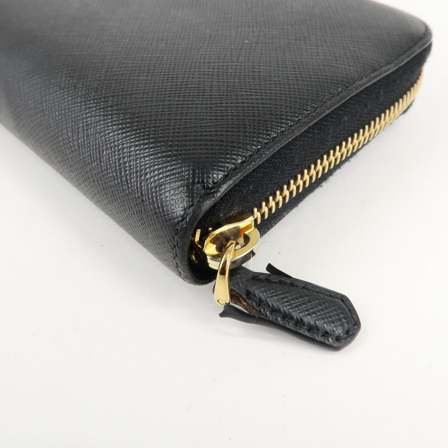 PRADA Saffiano Leather Round Zipper Long Wallet Black 1M0506  d