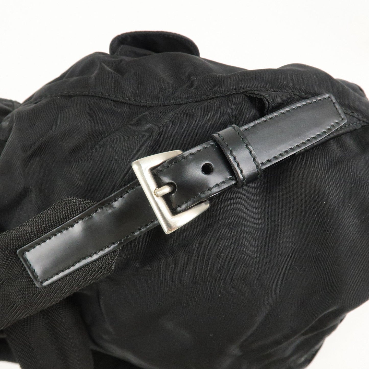 PRADA Triangle Logo Nylon Leather Back Pack Black B5885  d