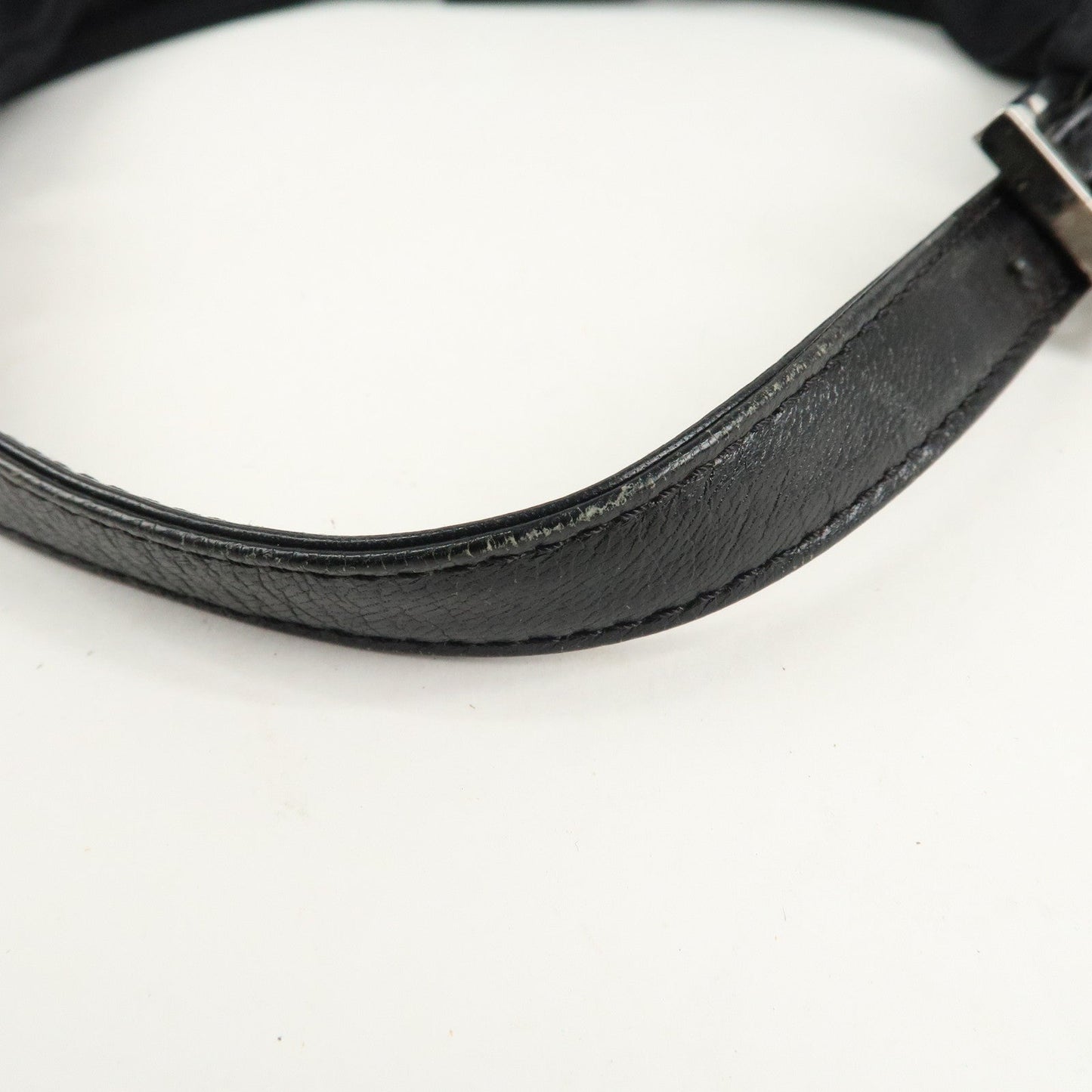 FENDI Cotton Leather Shoulder Bag Black 26686  d