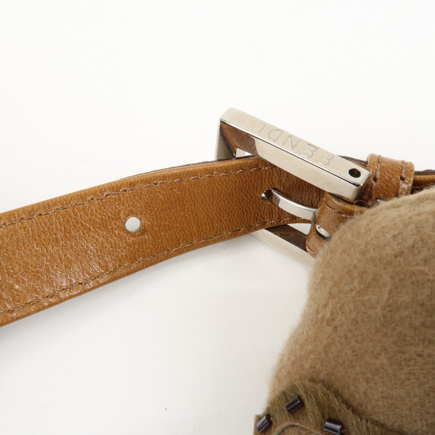 FENDI Mamma Baguette Wool Unborn Calf Shoulder Bag 26325  d