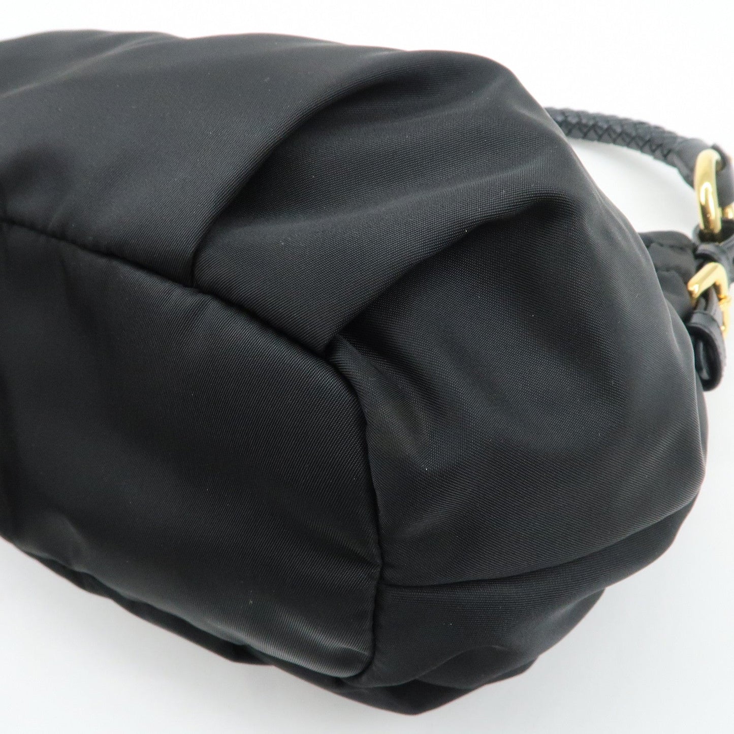 PRADA Nylon Leather Shoulder Bag Black  d