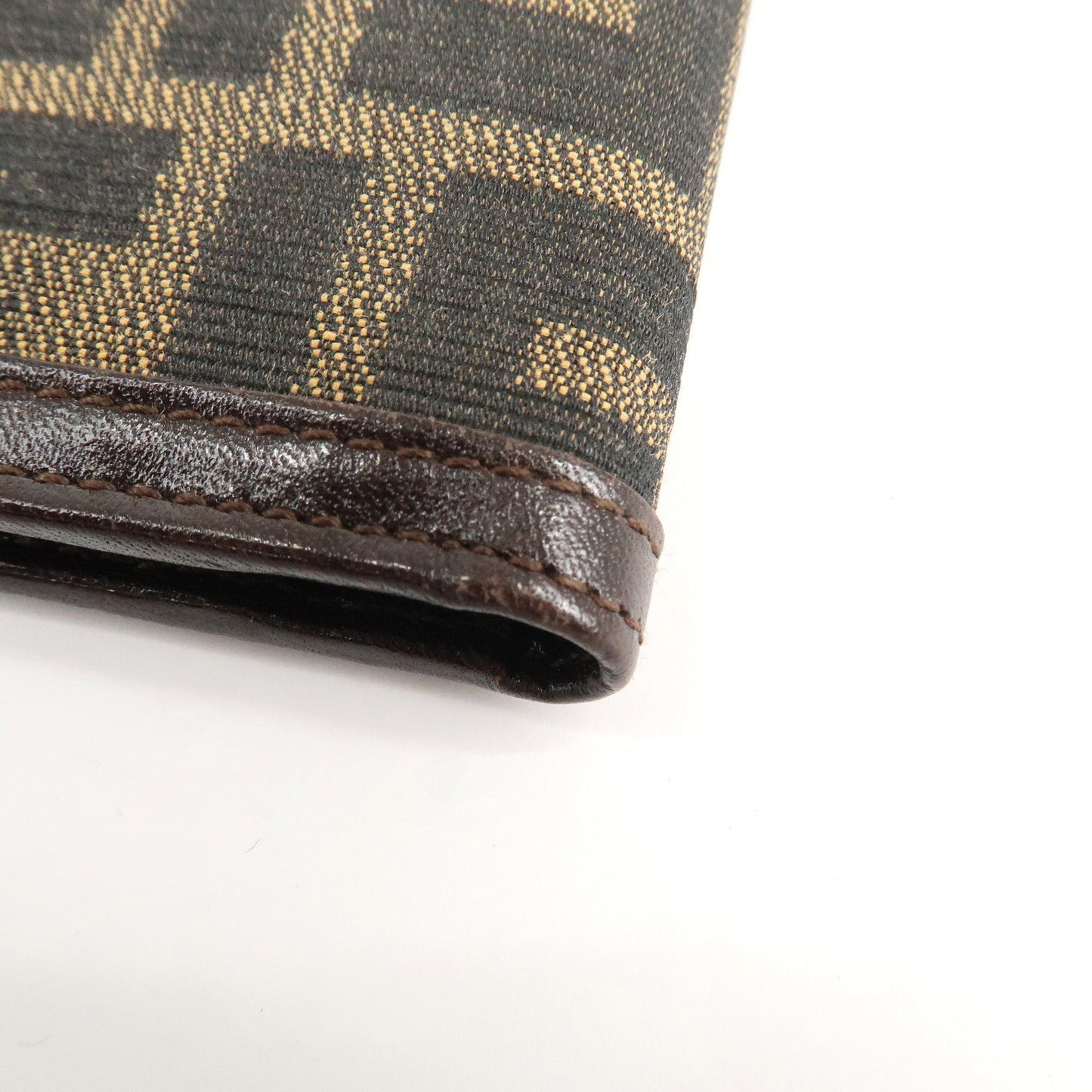 FENDI Zucca Canvas Leather Bifold Wallet Brown Black 31011  d