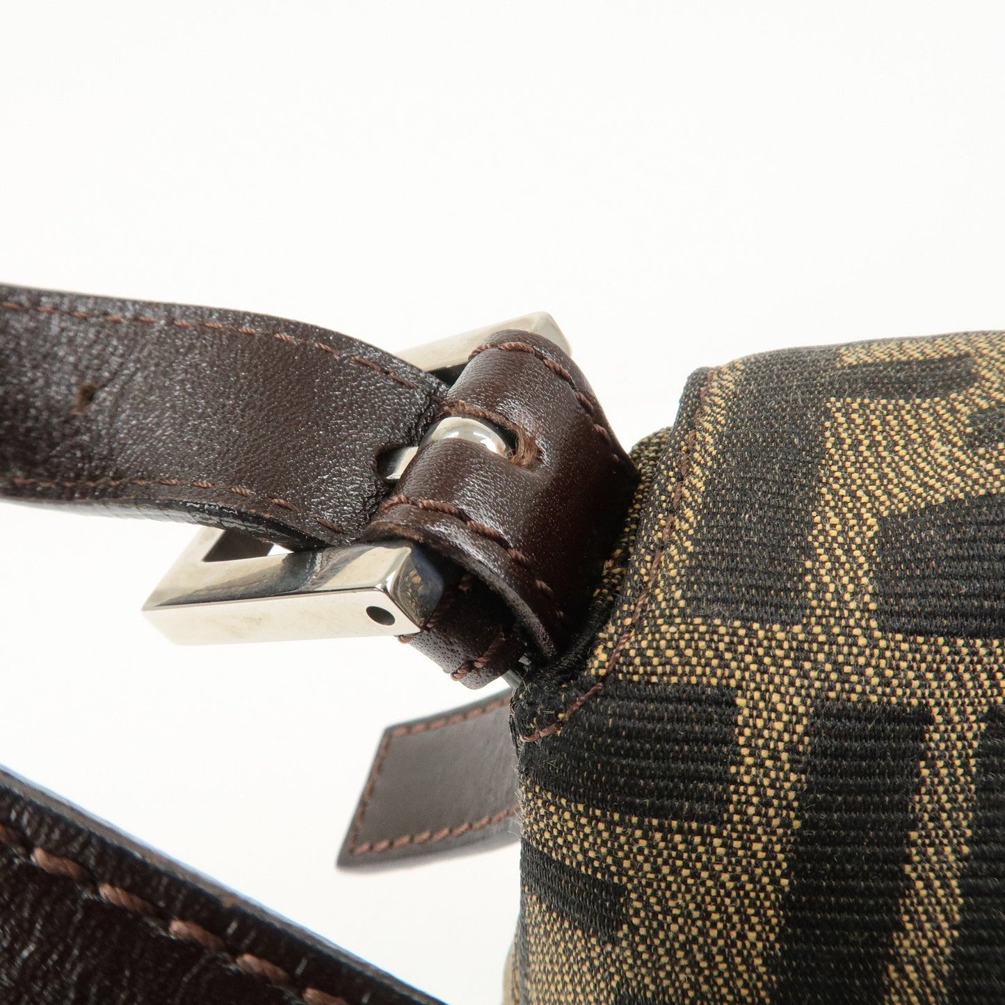 FENDI Mamma Baguette Zucca Canvas Leather Shoulder Bag 26325  d