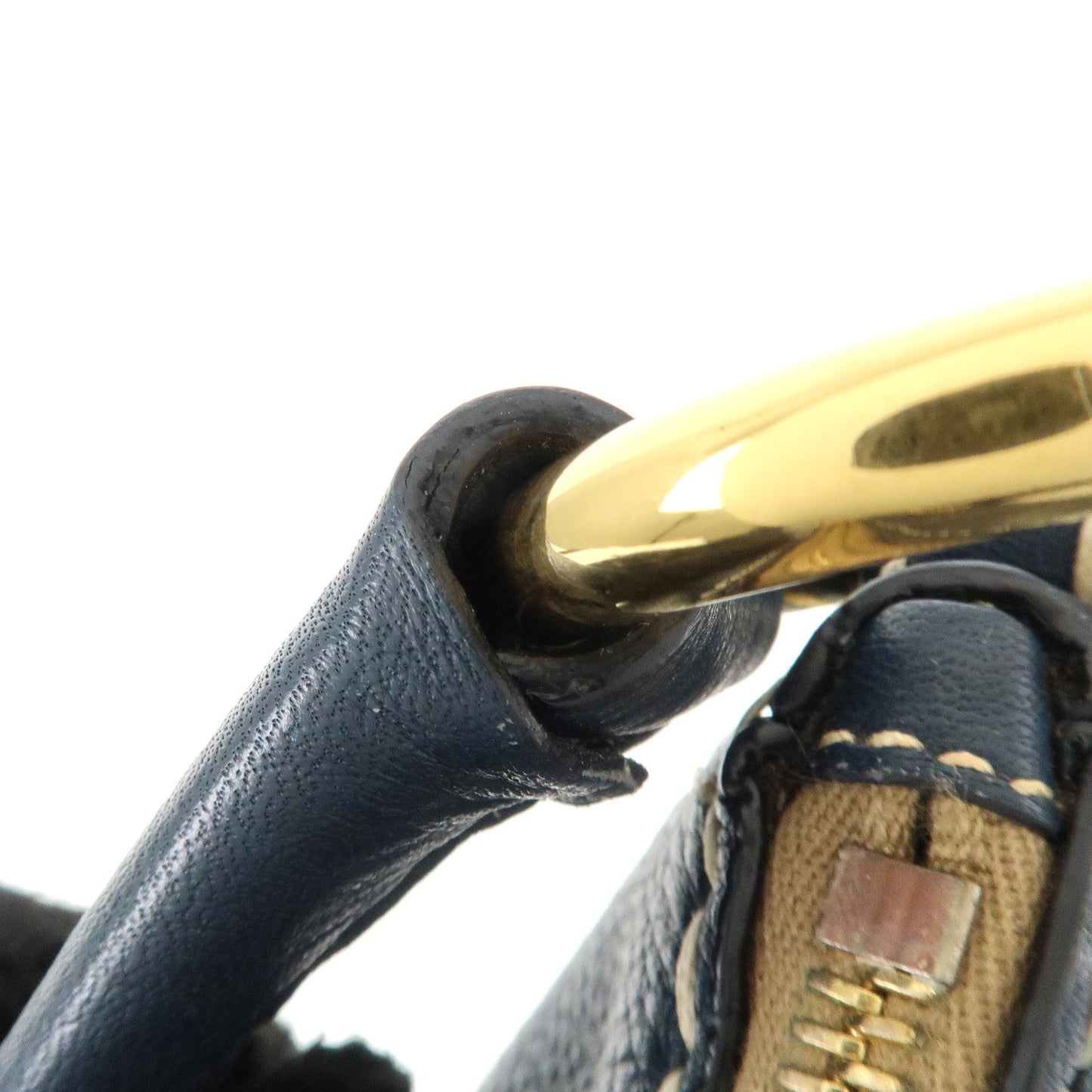 PRADA Soft Calf Leather Shoulder Bag Hand Bag Blue BR4690  d