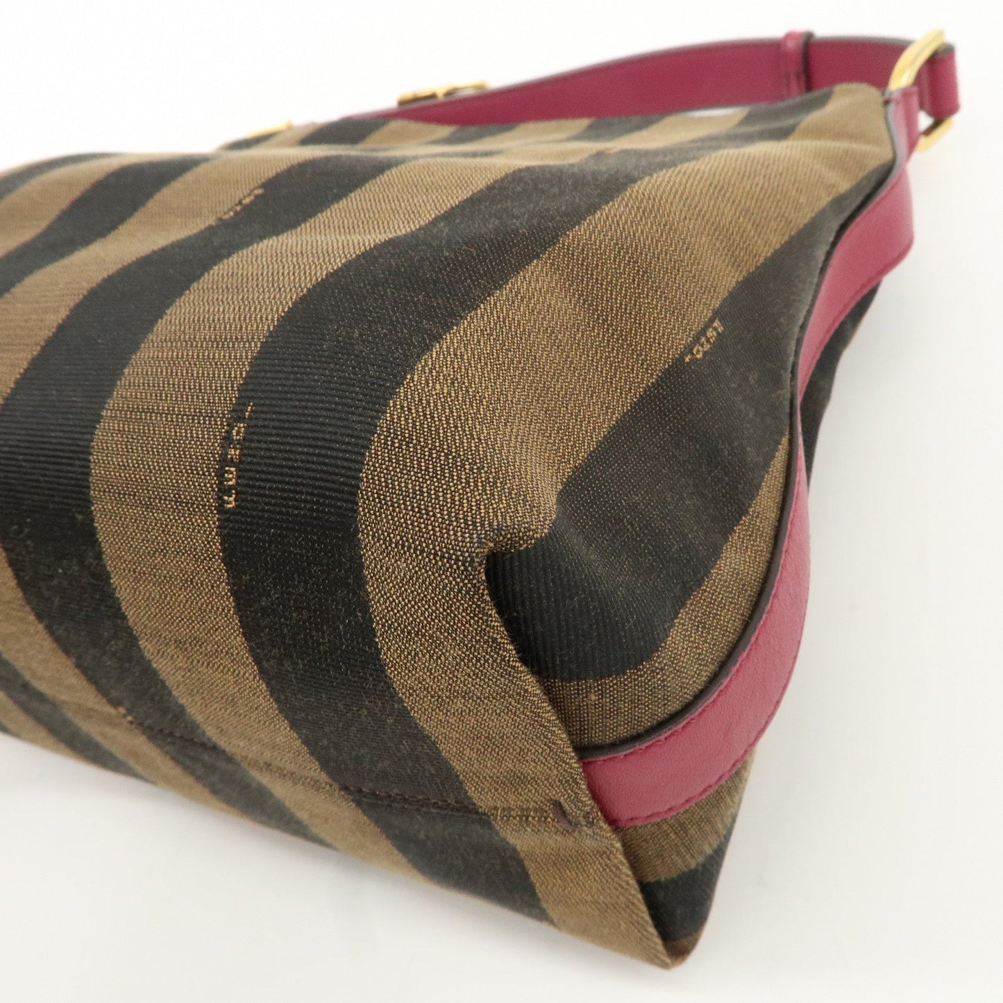 FENDI Pequin Canvas Leather Shoulder Bag Black Brown Pink 8BR669  d