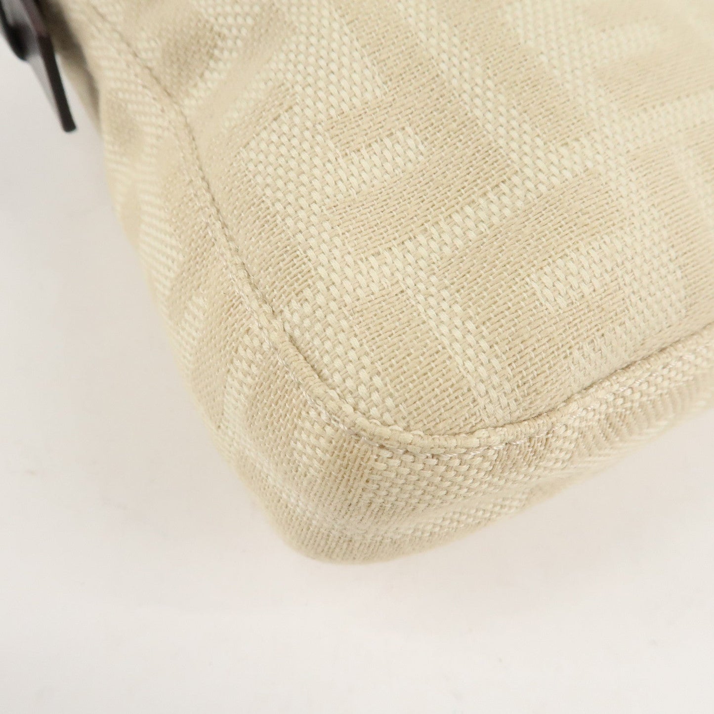 FENDI Mamma Baguette Zucca Canvas Leather Shoulder Bag Beige 26424  d
