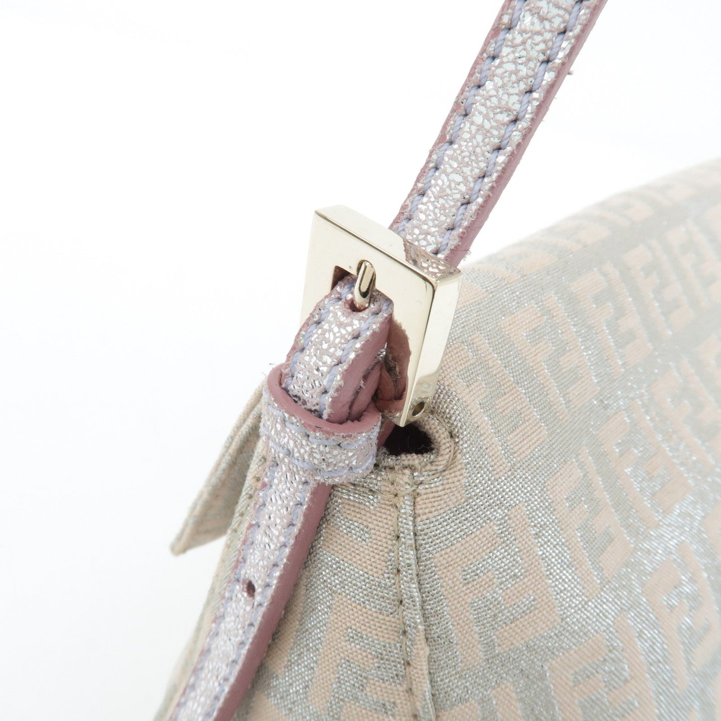 FENDI Mini Mamma Baguette Canvas Leather Shoulder Bag Beige 8BR180  d
