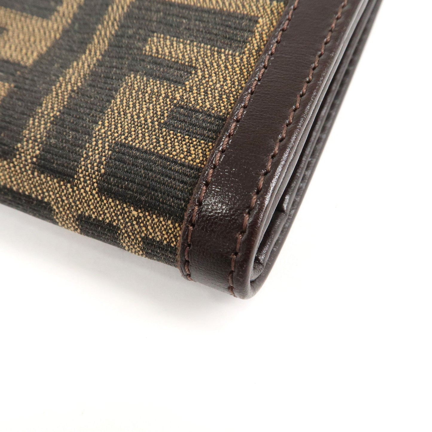 FENDI Zucca Canvas Leather Bifold Wallet Brown Black 1692  d
