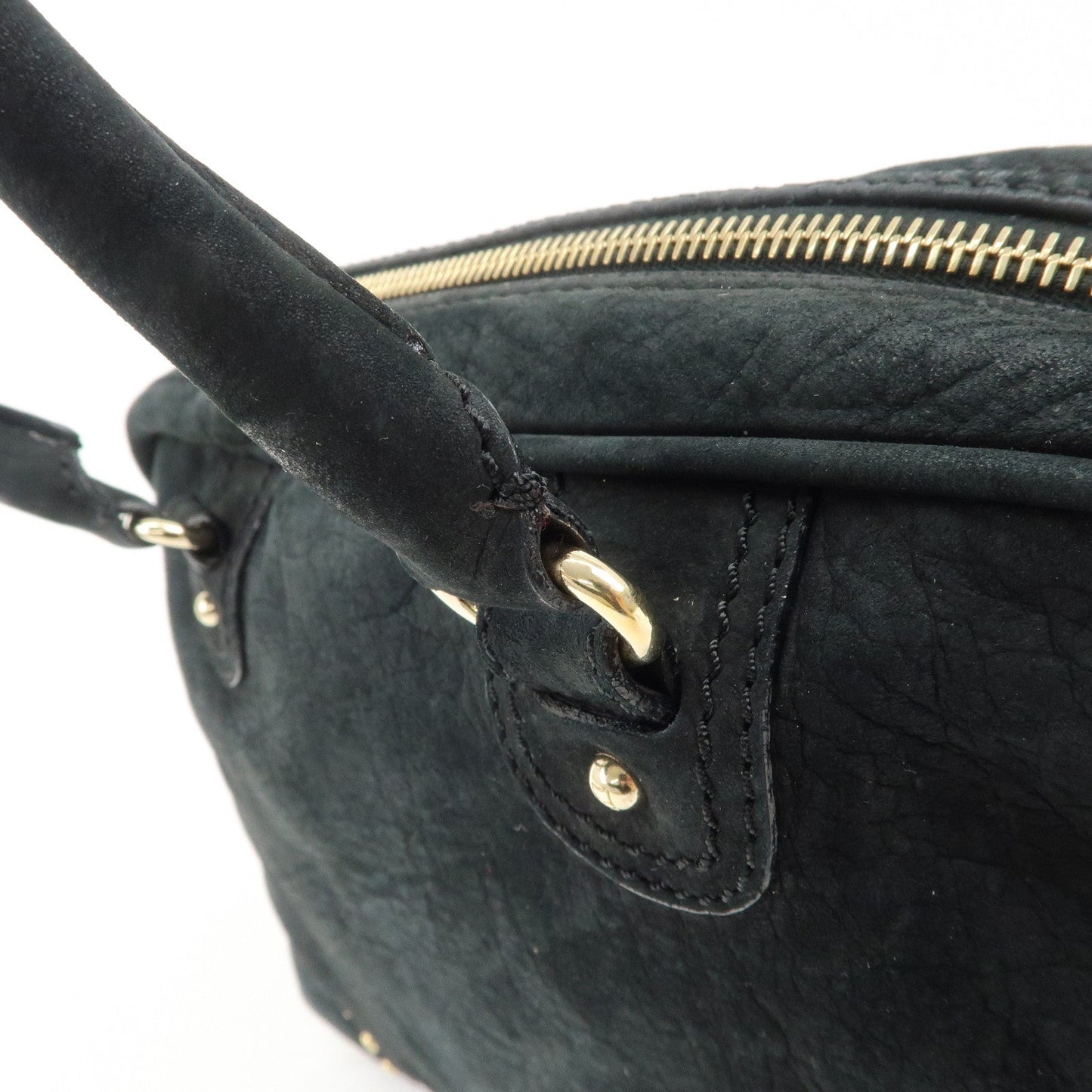 FENDI Suede Studs Mini Boston Bag Black 8BL076  d