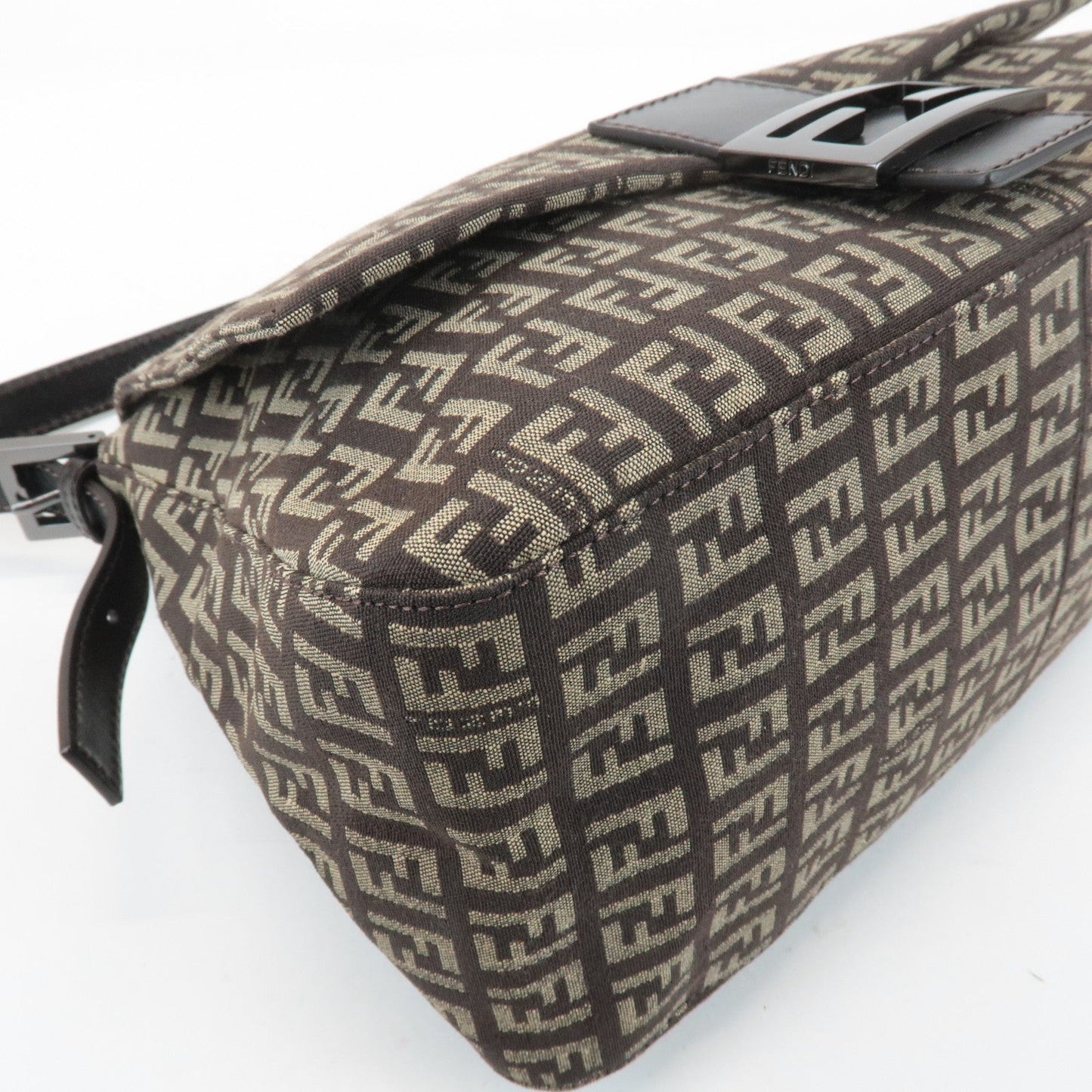 FENDI Mamma Baguette Zucchino Canvas Leather Shoulder Bag 8BR001  d