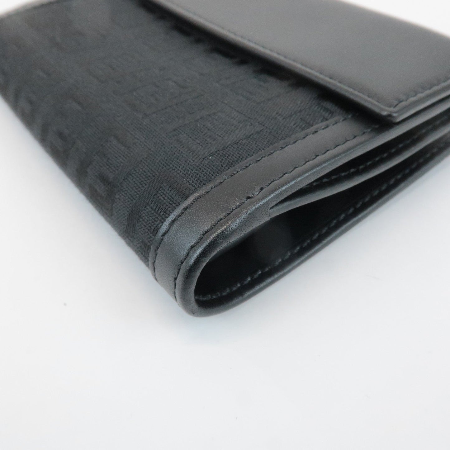 FENDI Zucchino Canvas Leather Double Hook Wallet Black 8M0035  d