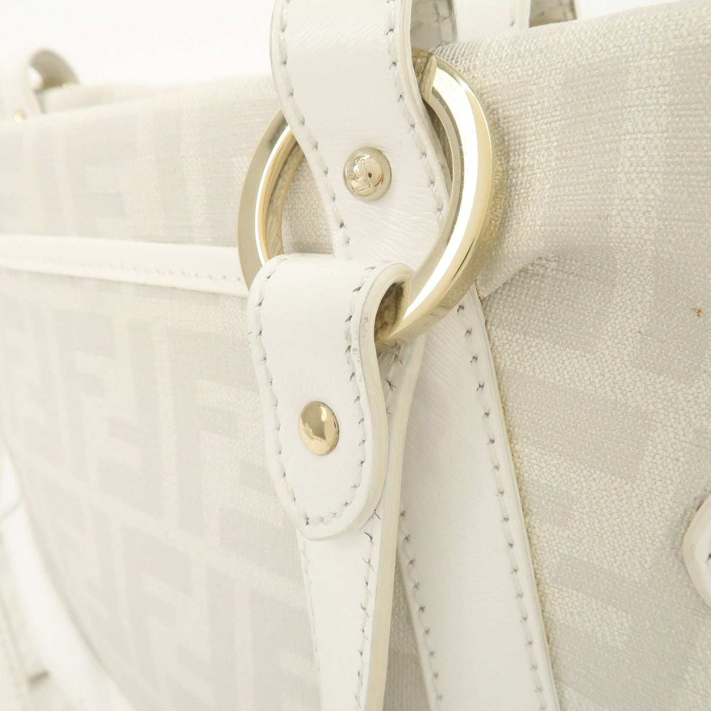 FENDI Zucca PVC Leather Shoulder Bag White Gold Hardware 8BR628  d