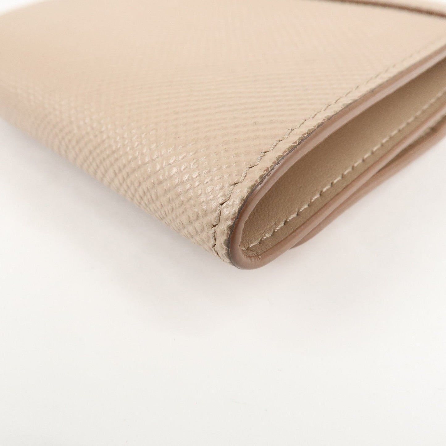 PRADA Saffiano Leather Trifold Compact Wallet Beige 1MH176  d