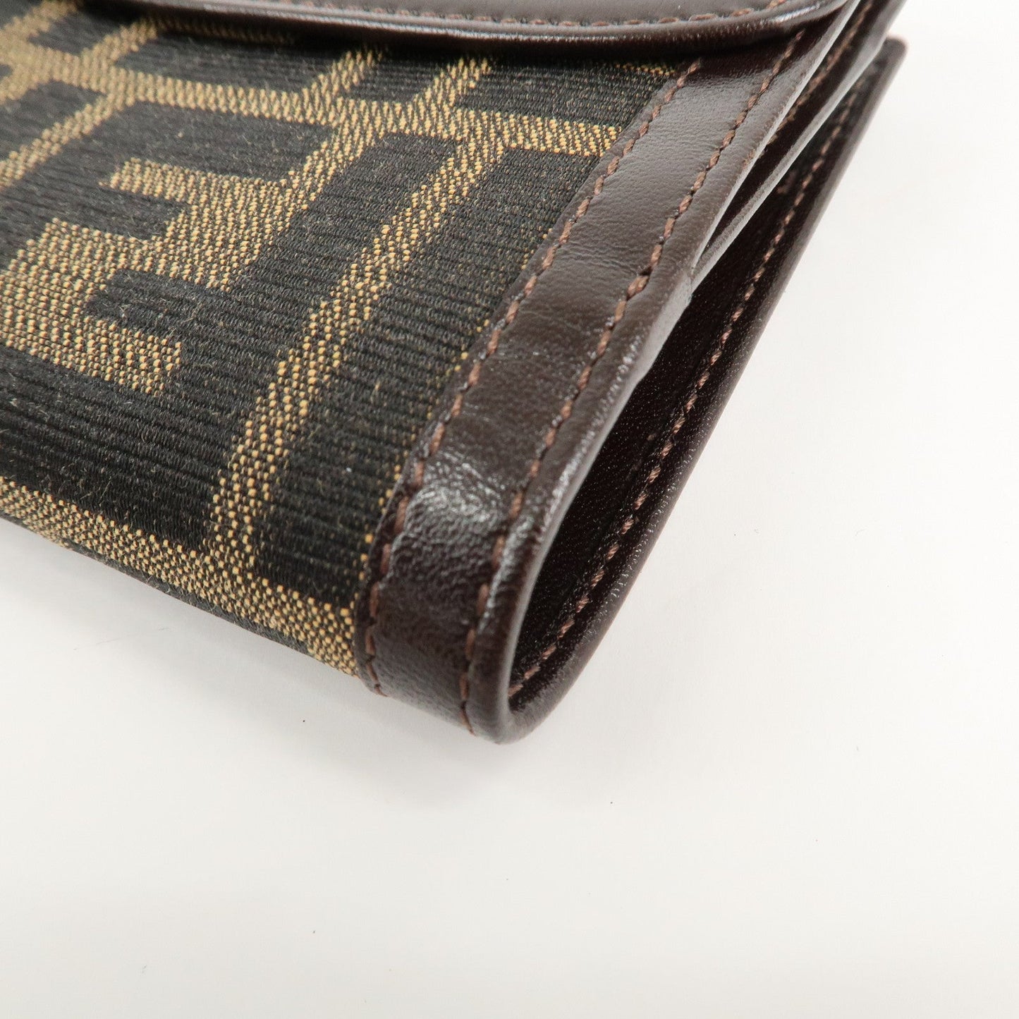 FENDI Zucca Canvas Leather W Hook Bifold Wallet 12671  d