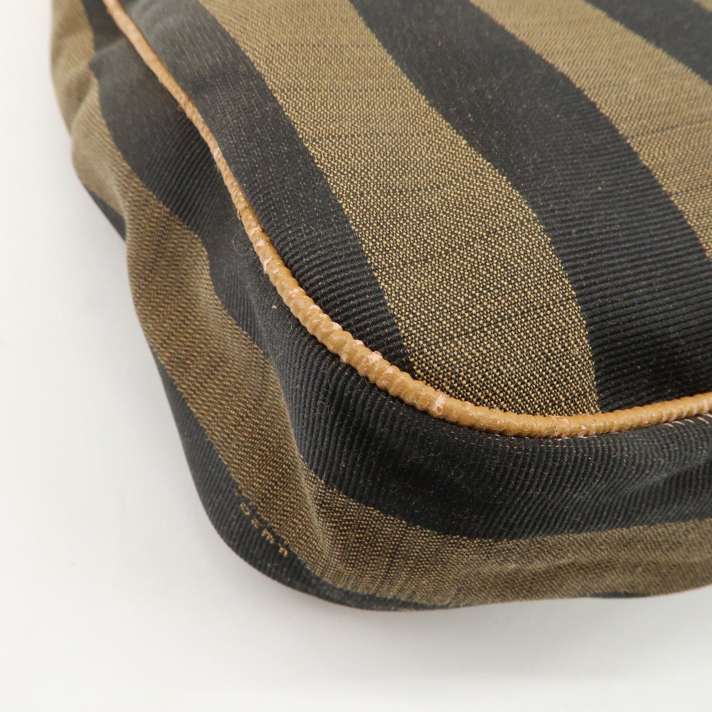 FENDI Pequin Canvas Leather Shoulder Bag Brown Black  d