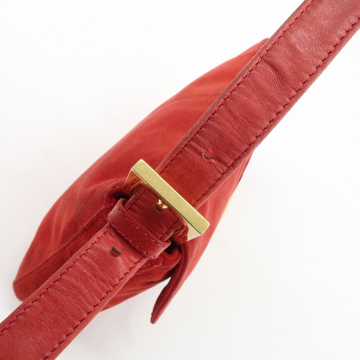 FENDI Mamma Baguette Suede Leather Shoulder Bag Red 26424  d