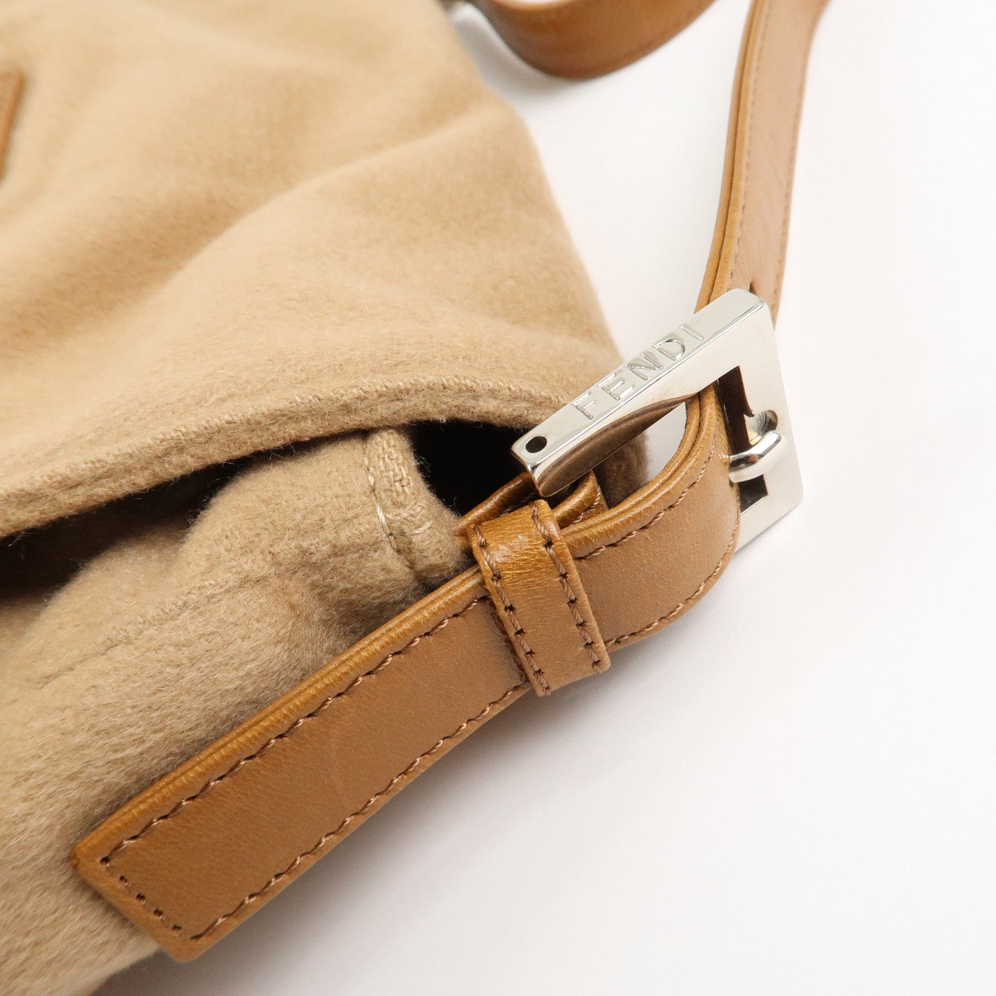 FENDI Mamma Baguette Cashmere Leather Shoulder Bag 26325  d