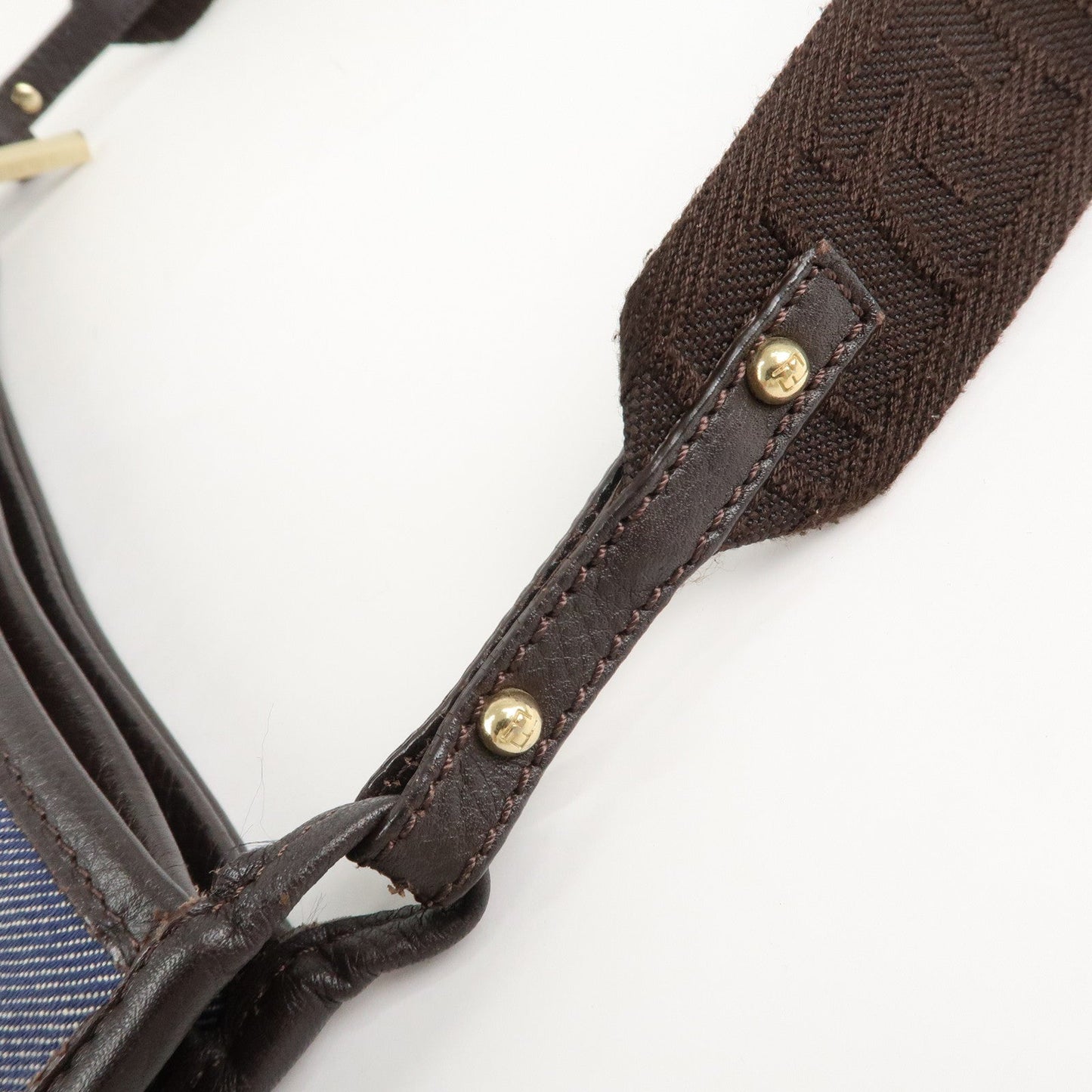 FENDI Zucca Denim Leather Shoulder Bag Cross Body Bag 8BT034  d