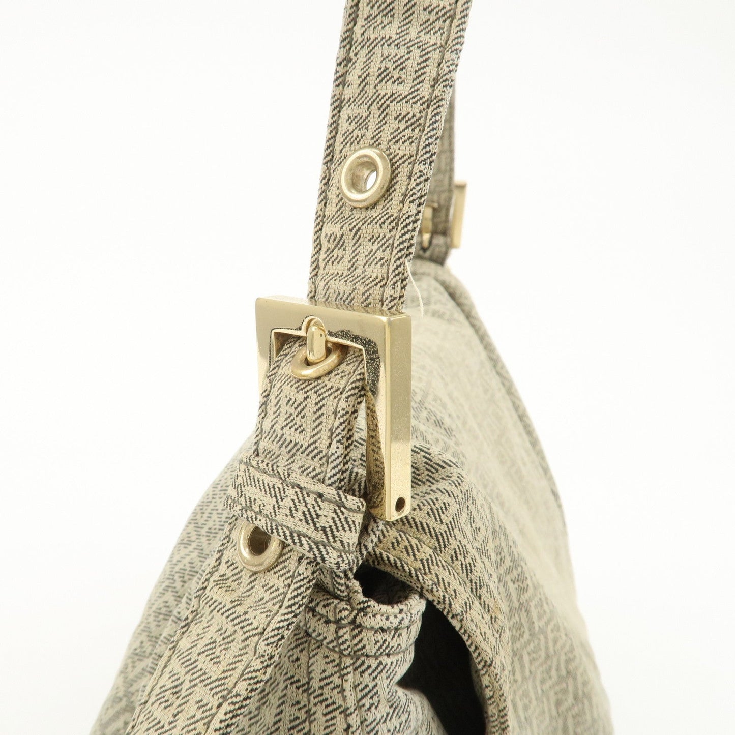 FENDI Mamma Baguette Micro FF Canvas Shoulder Bag Gray 8BR001  d