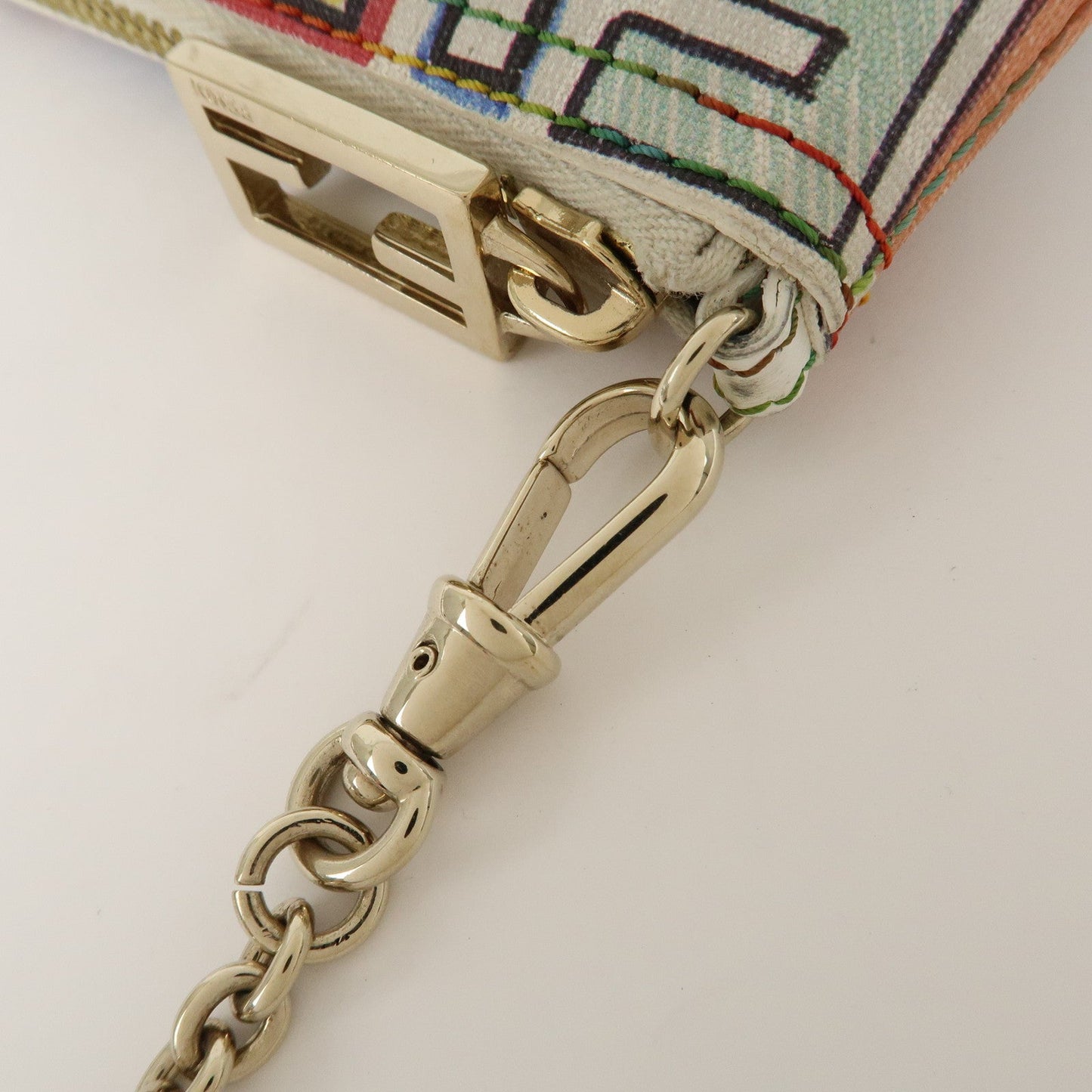 FENDI Zucca PVC Accessory Chain Pouch Multi Color Ivory 8BR592  d