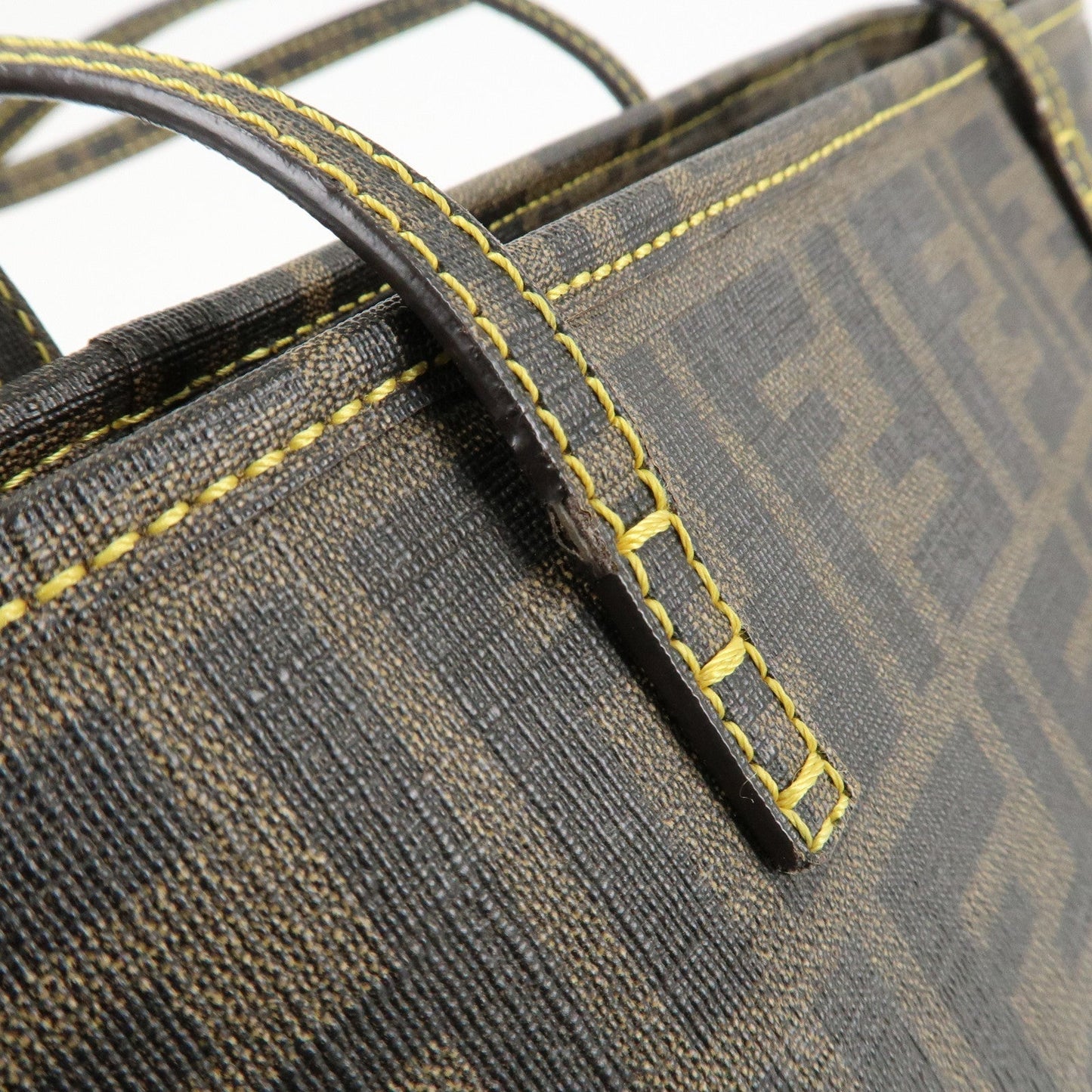 FENDI Zucca Logo Print PVC Tote Bag Brown Black 8BH198  d