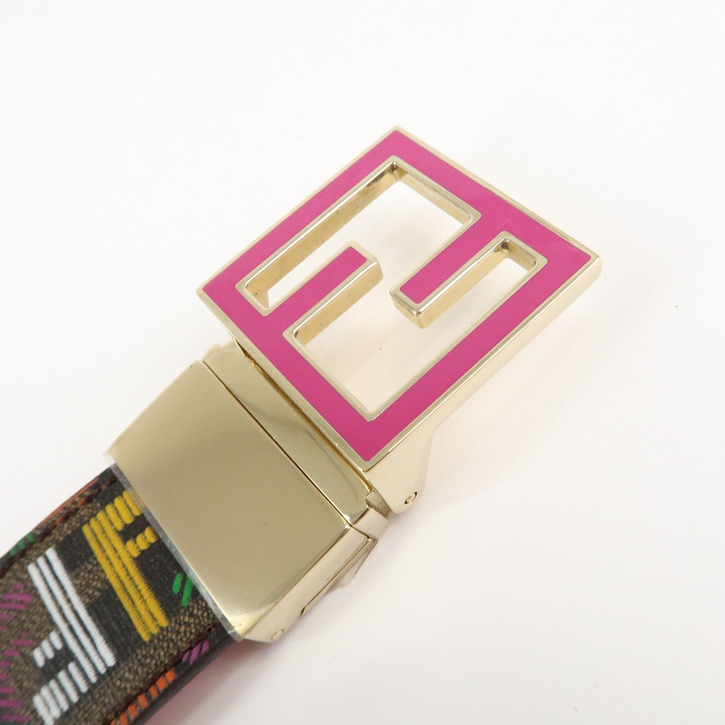FENDI Zucchino PVC FF Logo Belt Multi Color  d