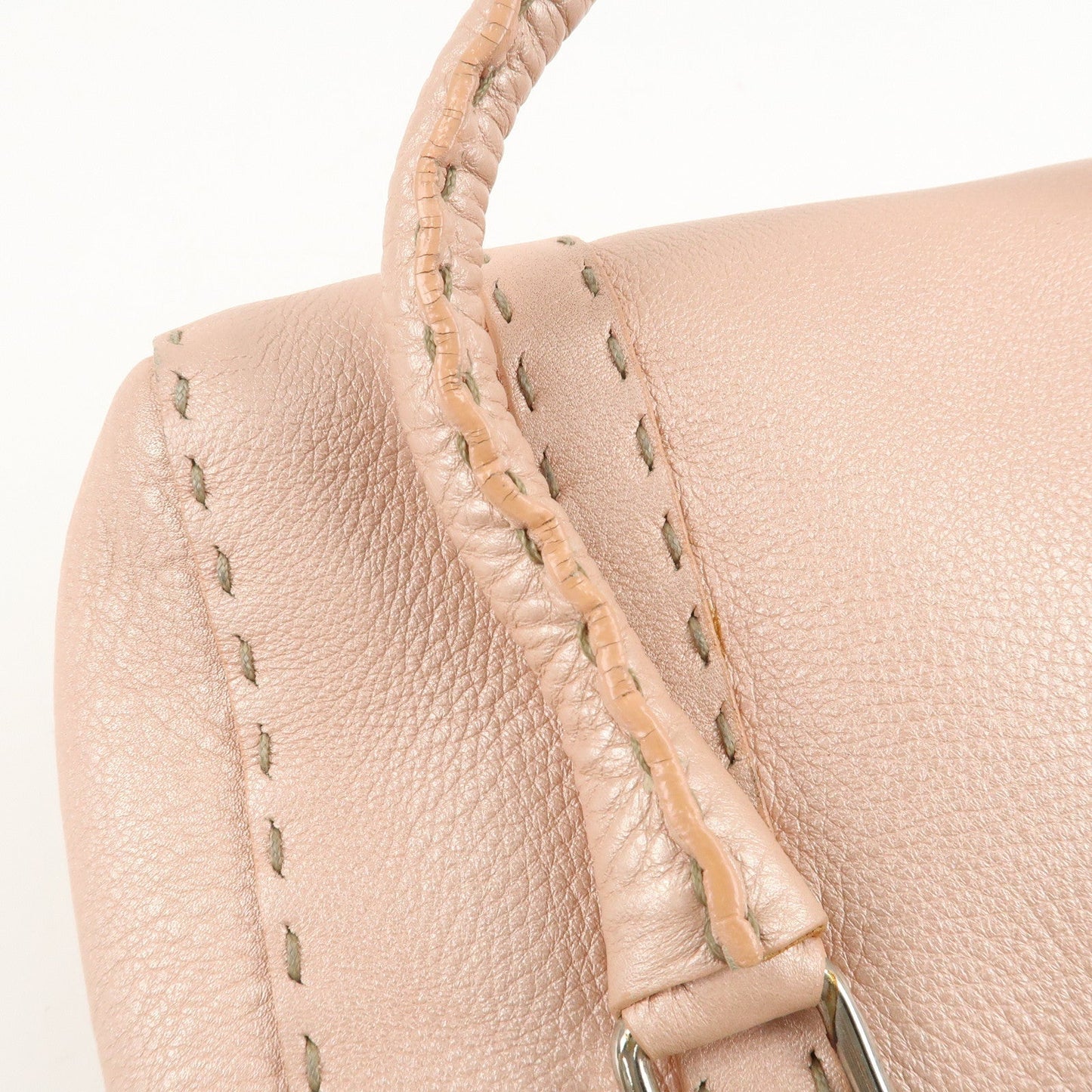 FENDI Selleria Leather Mini Linda Hand Bag Pink 8BR486  d