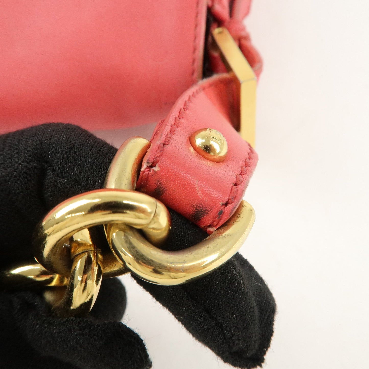 FENDI Big Mamma Baguette Leather Chain Shoulder Bag Pink 8BR638  d