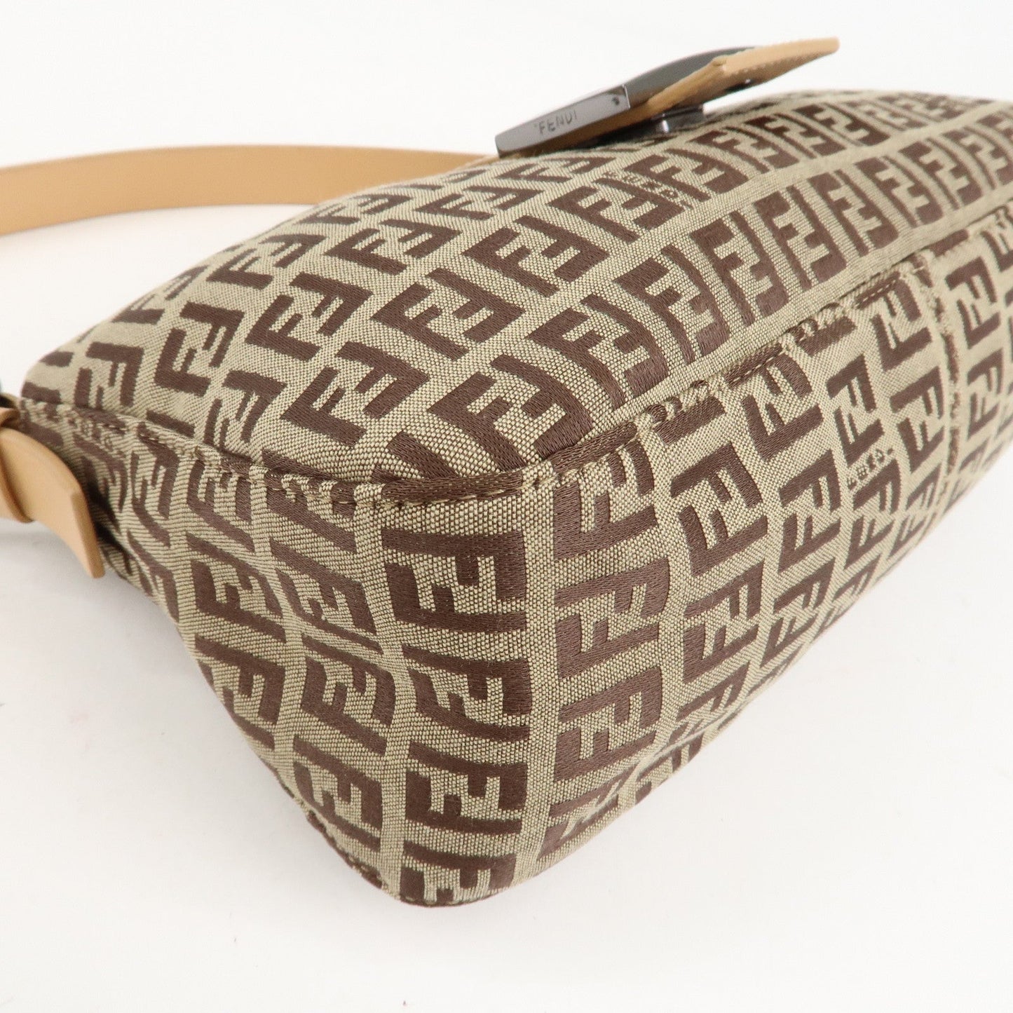 FENDI Zucchino Canvas Leather Shoulder Bag Beige 8BR003  d