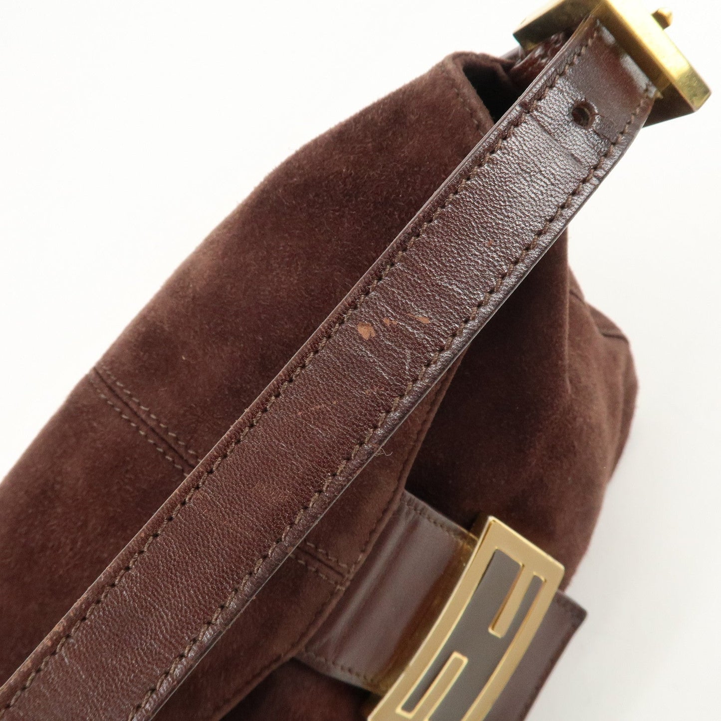 FENDI Suede Leather Shoulder Bag Hand Bag Brown 26426  d