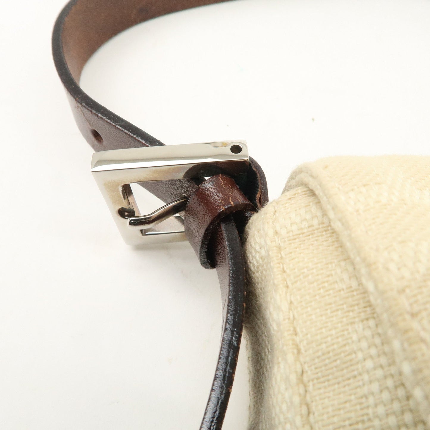 FENDI Zucca Mamma Baguette Canvas Shoulder Bag Beige White 26424  d