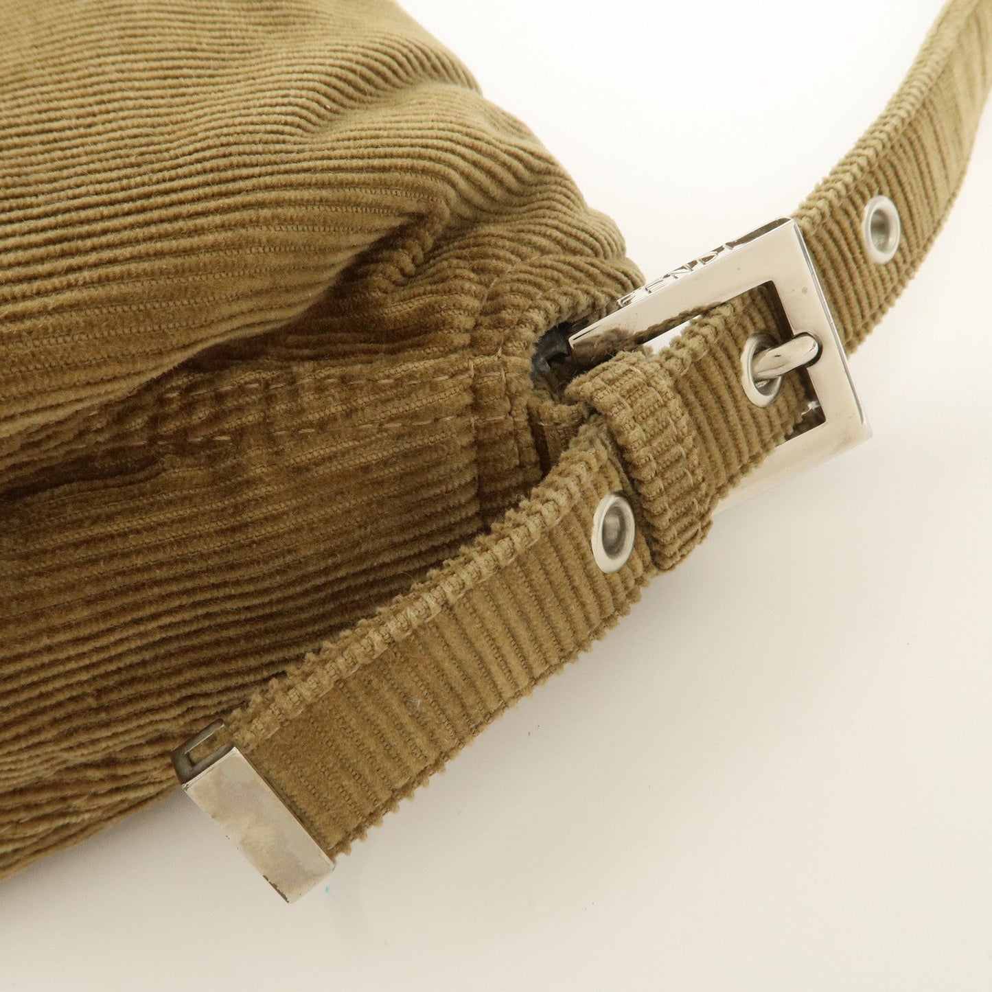 FENDI Mamma Baguette Corduroy Shoulder Bag Khaki 26725  d