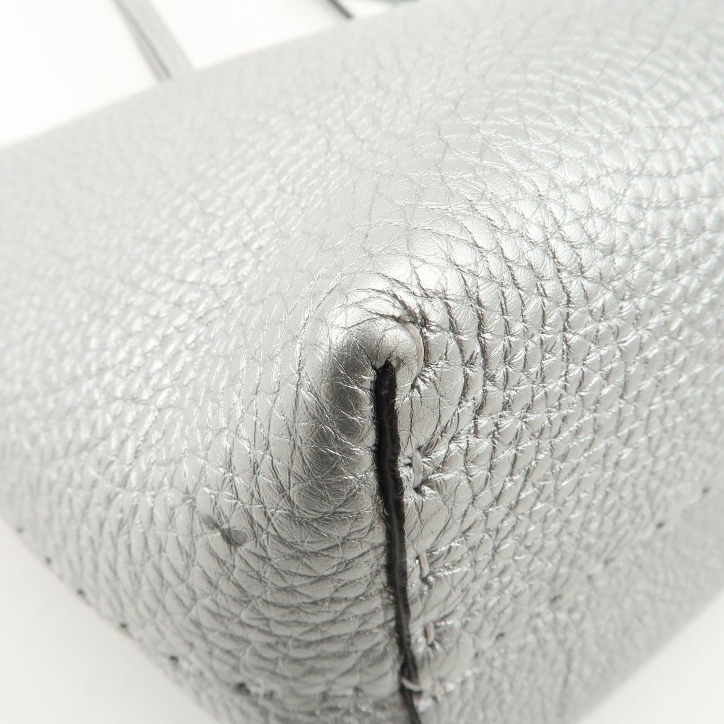 FENDI Selleria Leather Small Carla Tote Bag Silver 8BH257  d