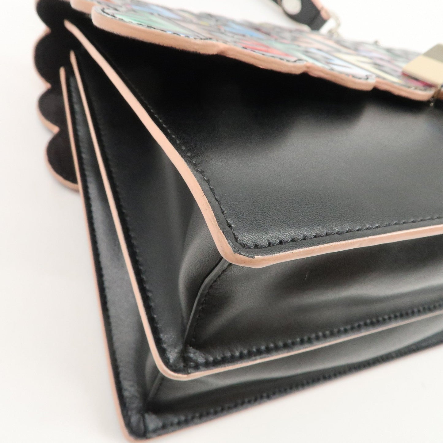 FENDI Zucca Canai Leather 2Way Bag Shoulder Bag Black 8BT283  d