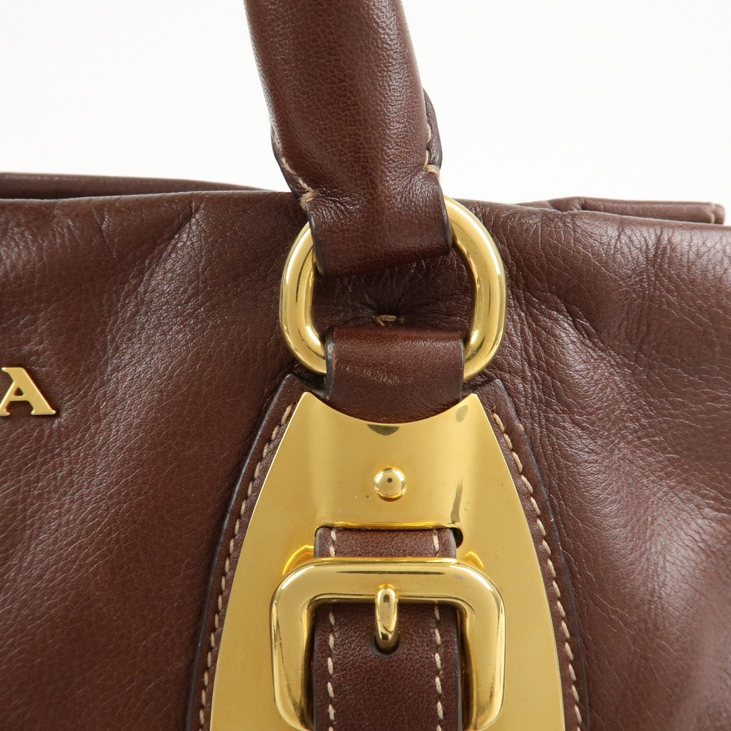 PRADA Leather 2Way Bag Shoulder Bag Hand Bag Brown BN1904  d