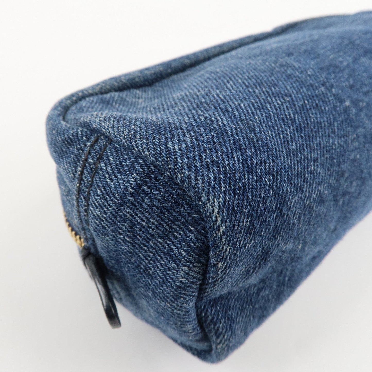 PRADA Logo Canvas Leather Pouch Cosmetic Pouch Blue 1NA175  d