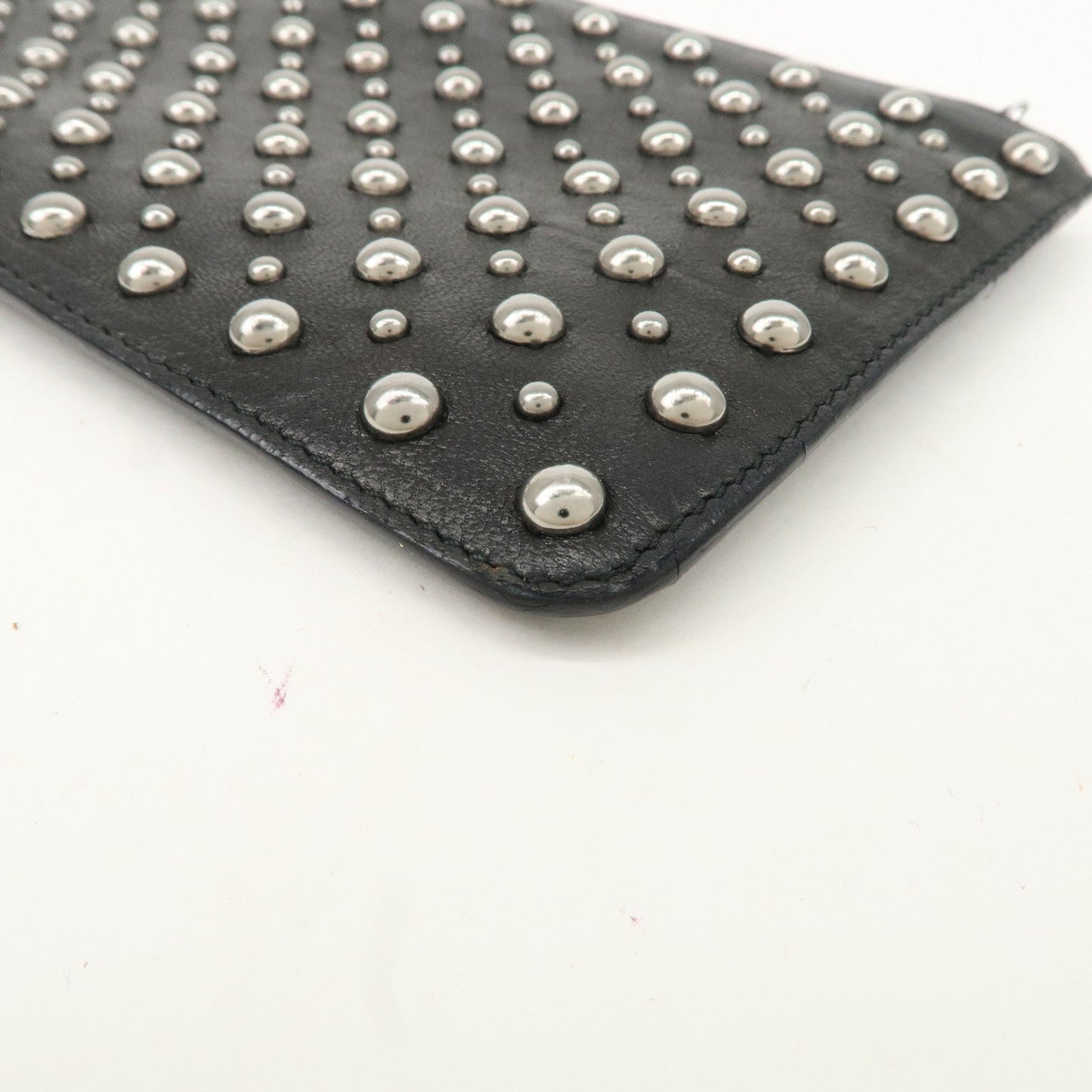 PRADA Leather Pouch Studs Black  d