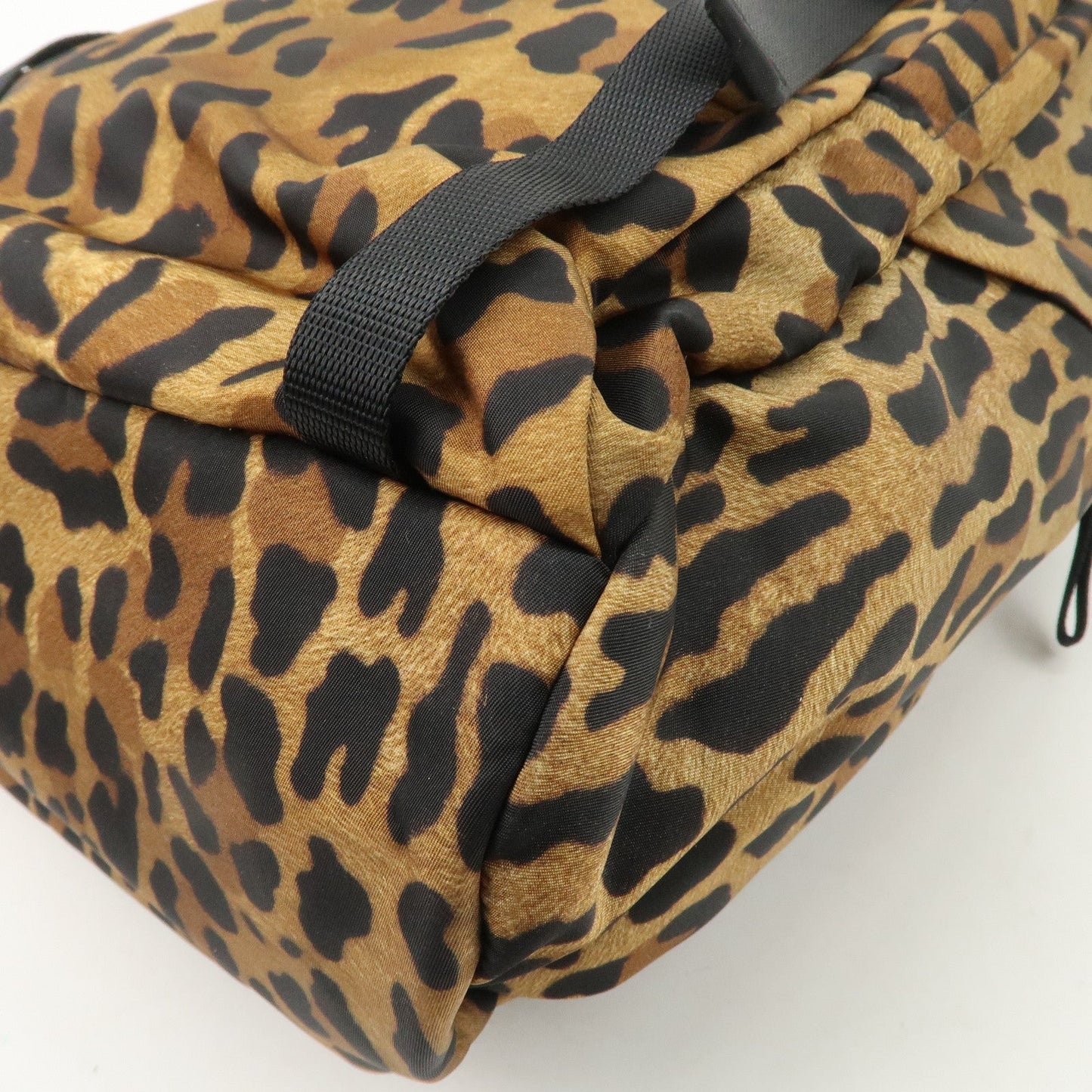PRADA Nylon Leopard Print Back Pack Brown Black 2VZ062  d
