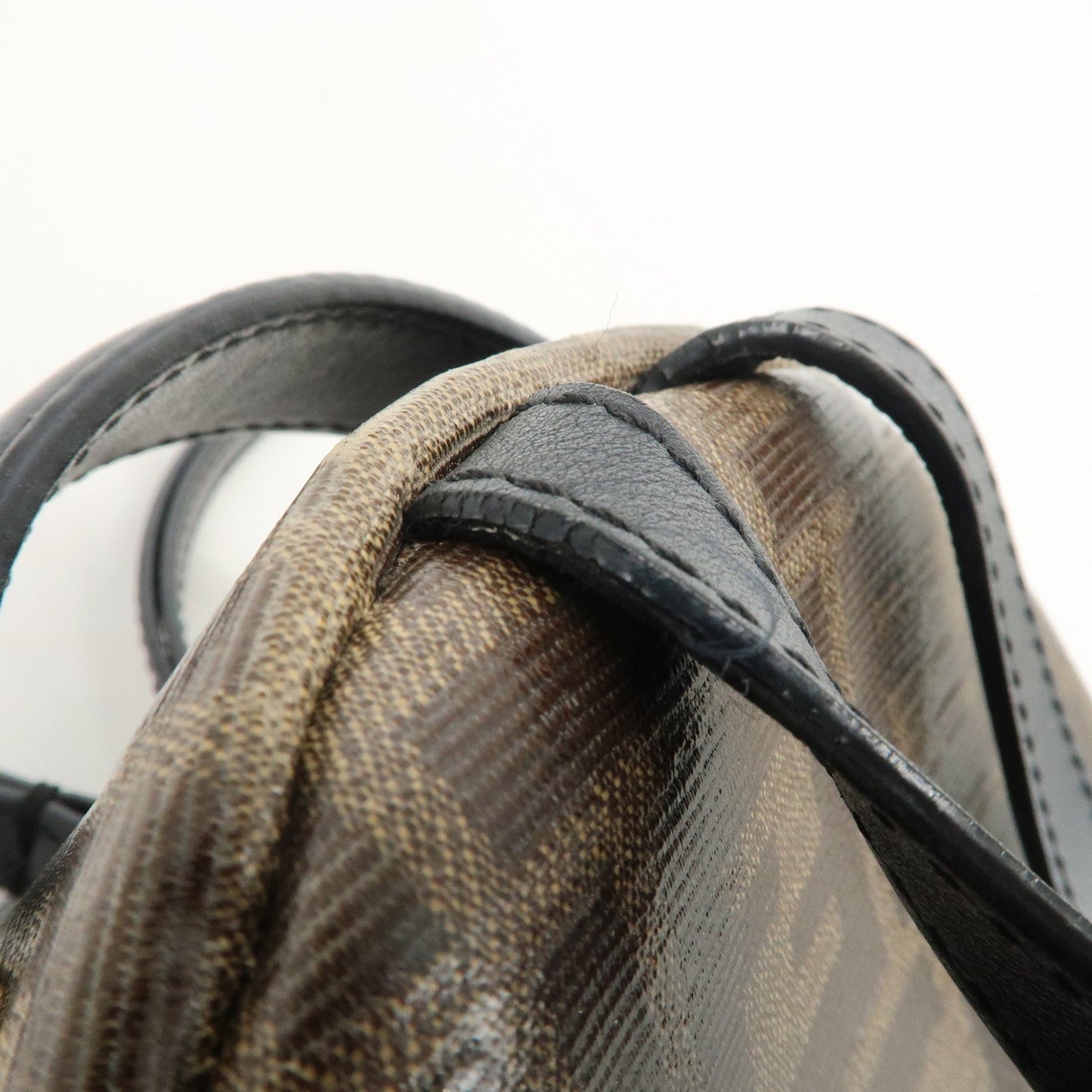 FENDI Zucca Print PVC Leather Chain Backpack Brown 8BZ038  d