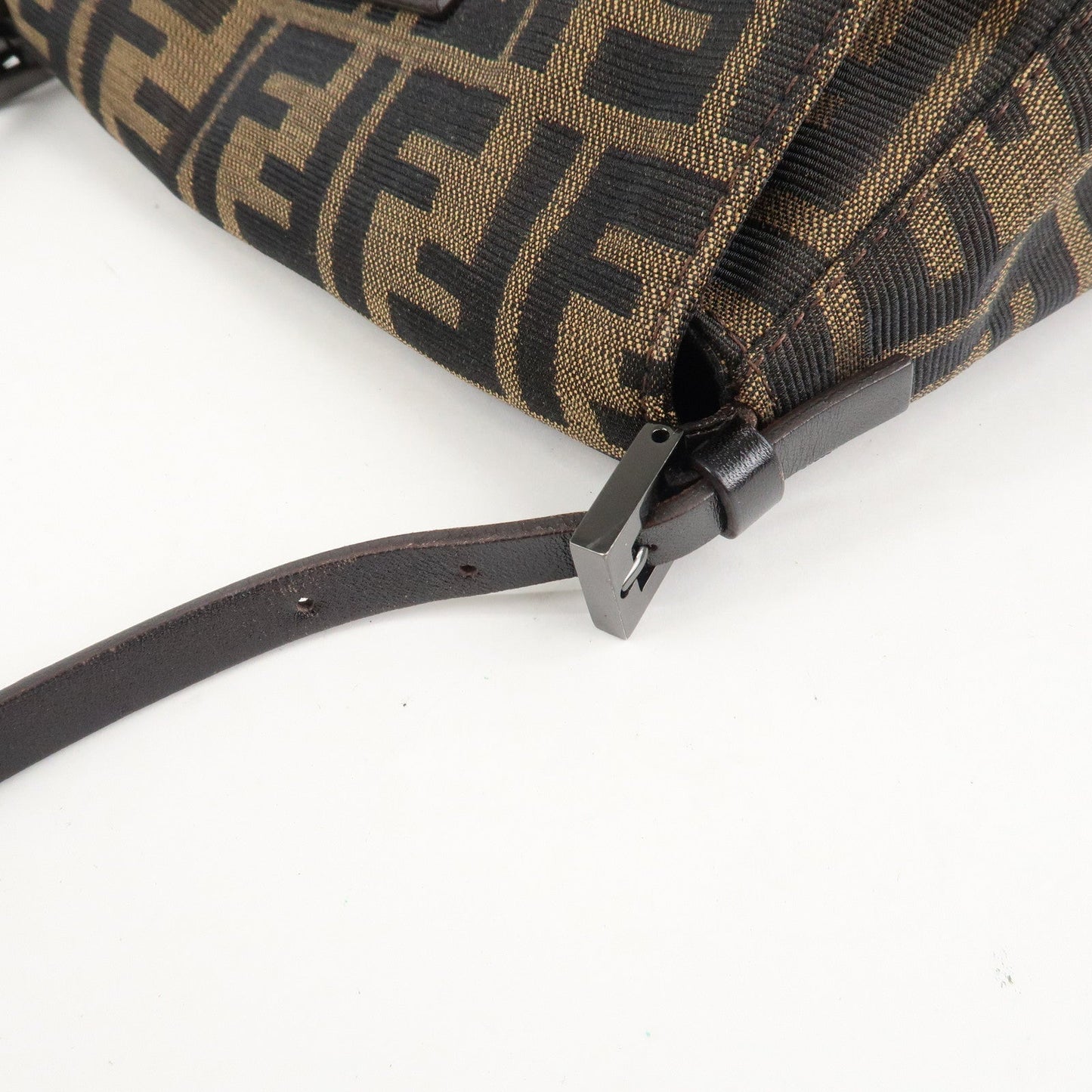 FENDI Mini Mamma Baguette Zucca Shoulder Bag Black Brown 8BR180  d