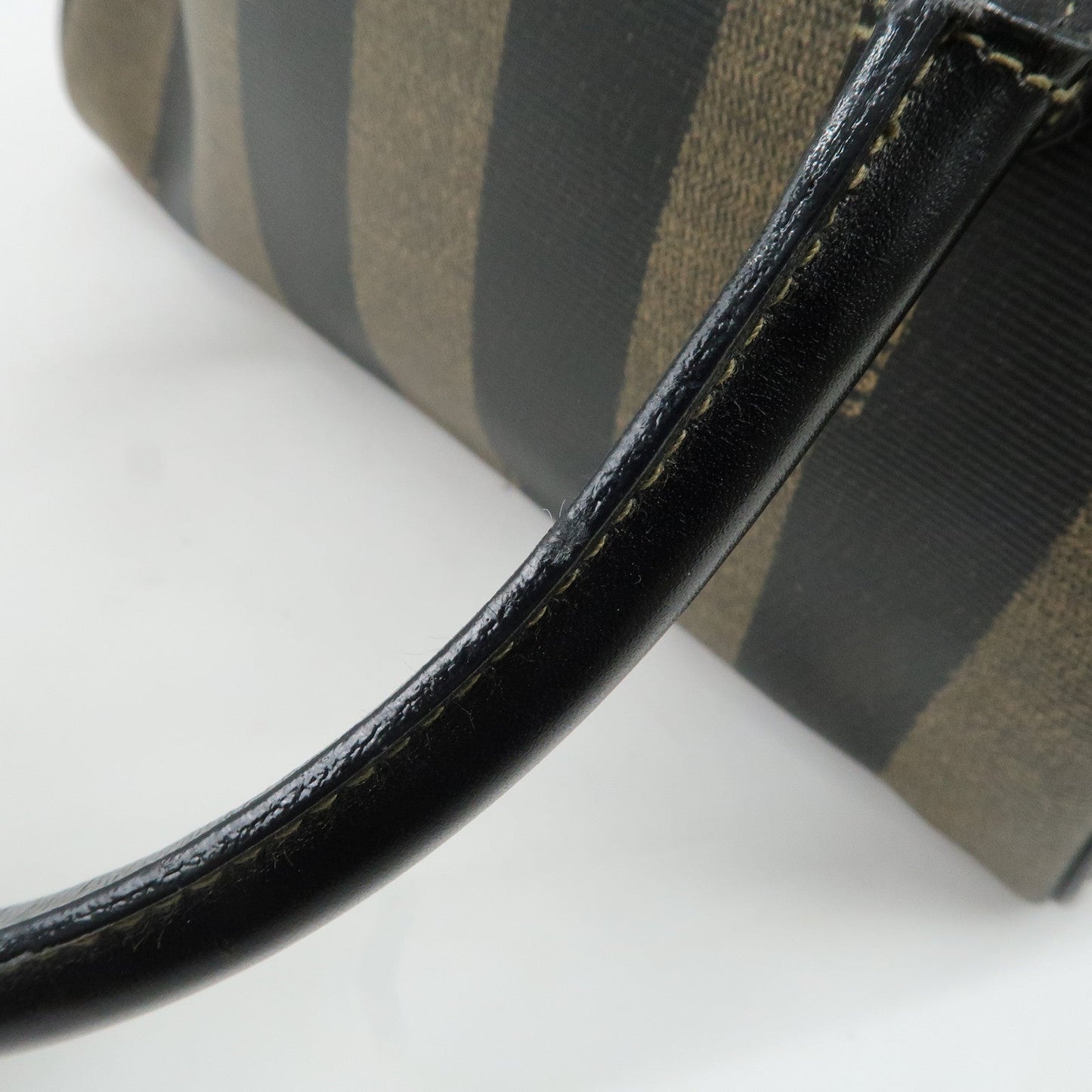 FENDI Pequin PVC Leather 2Way Bag Hand Bag Brown Black  d