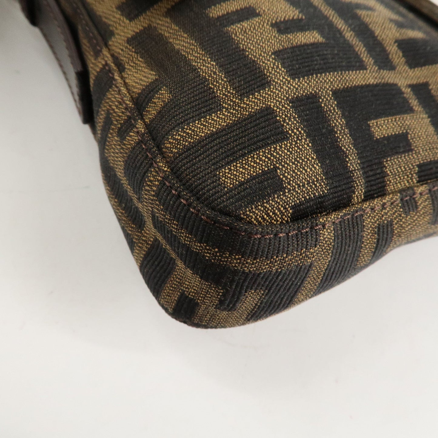 FENDI Mamma Baguette Zucca Canvas Leathr Shoulder Bag 214526424099  d