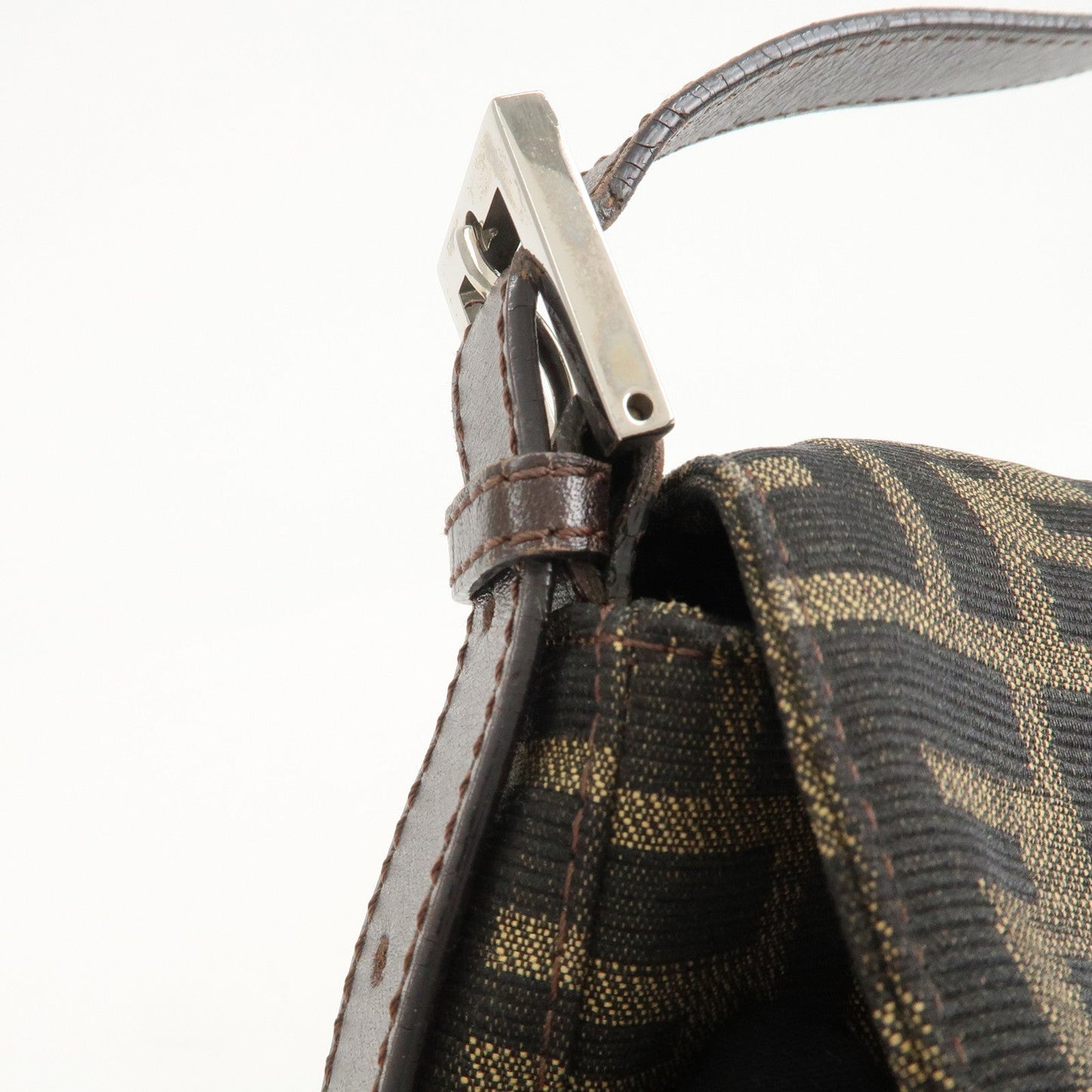 FENDI Mamma Bagguette Zucca Canvas Leather Shoulder Bag 26424  d